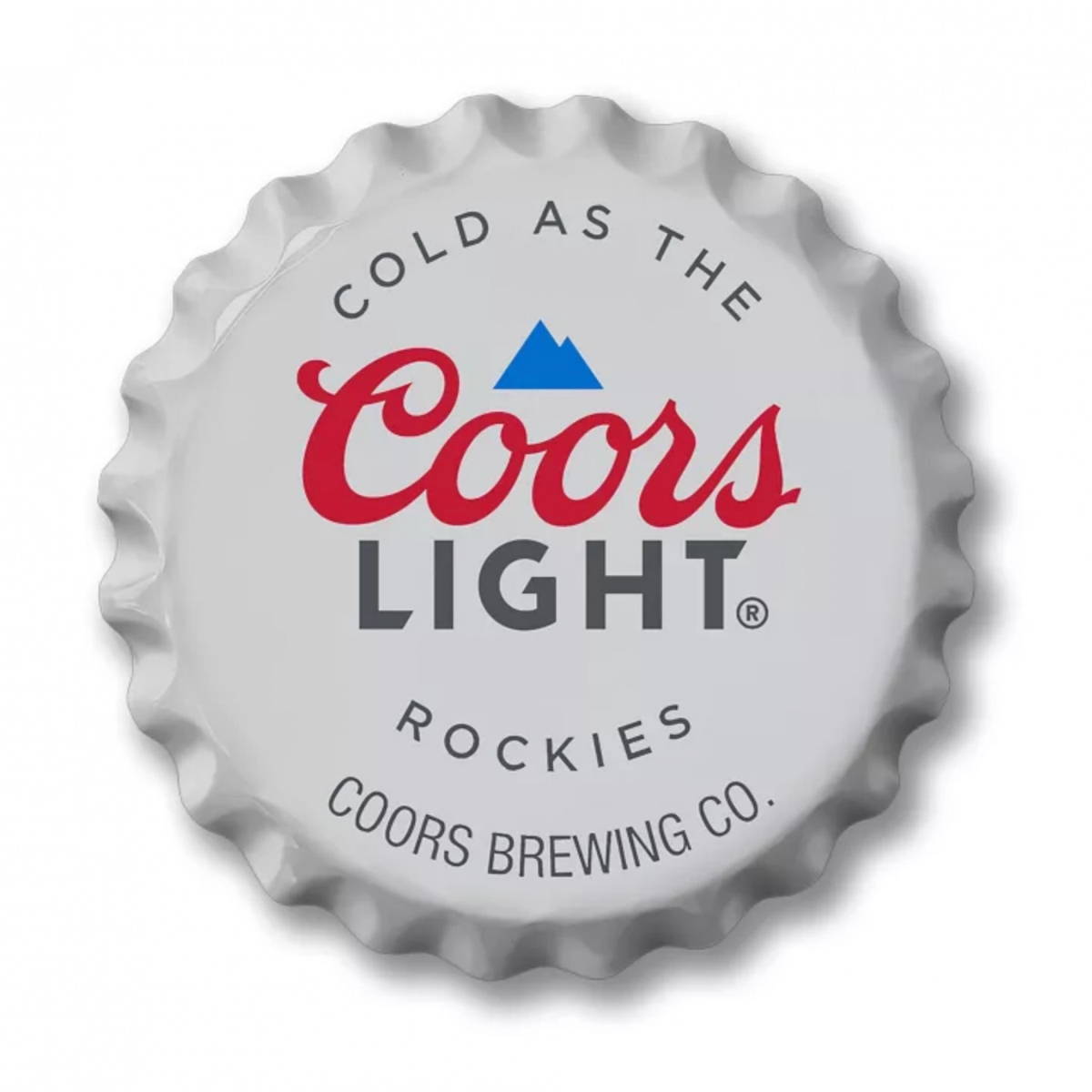 908558 18 in. Light Cold As the Rockies Bottle Cap Tin Sign, White