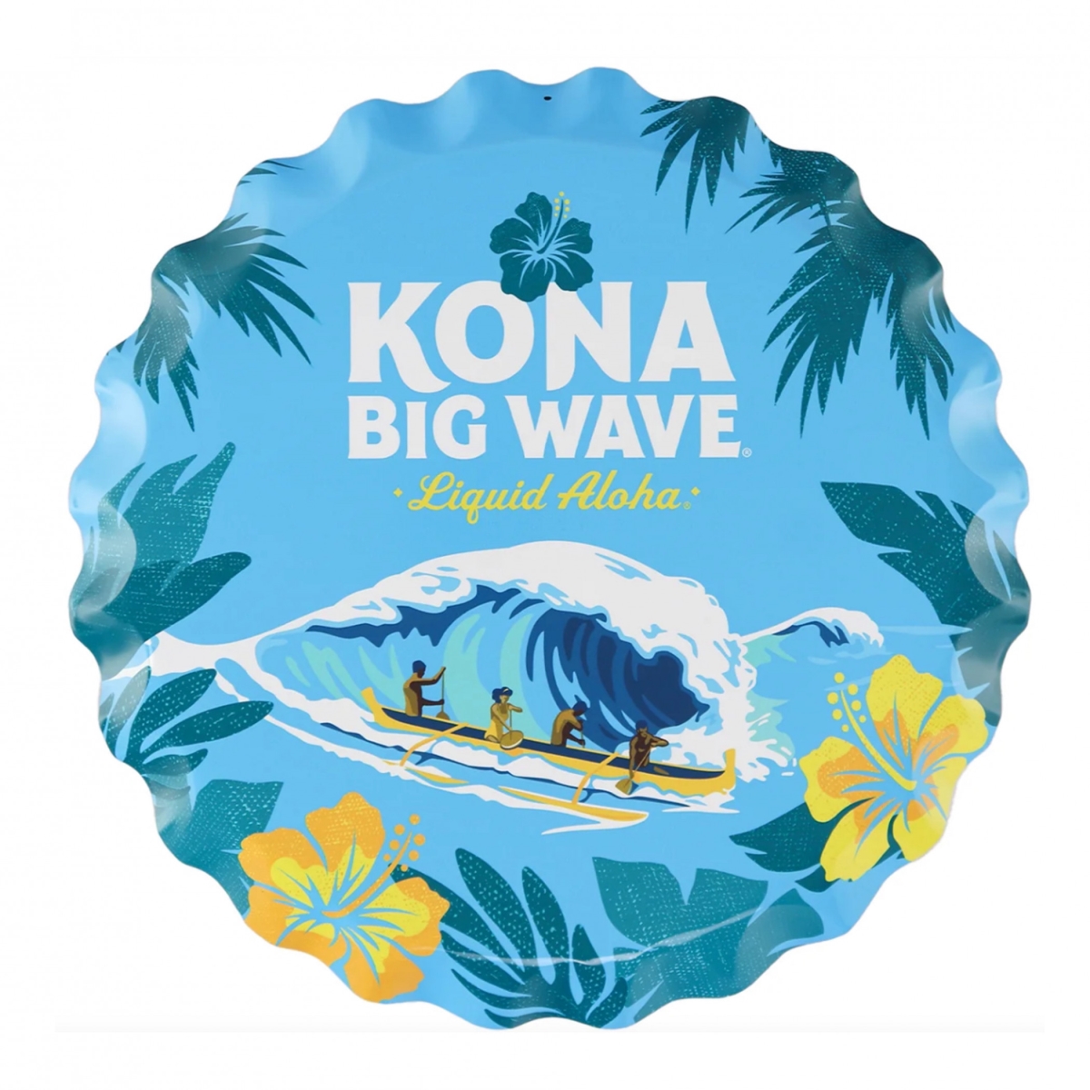 908554 18 in. Big Wave Liquid Aloha Bottle Cap Tin Sign
