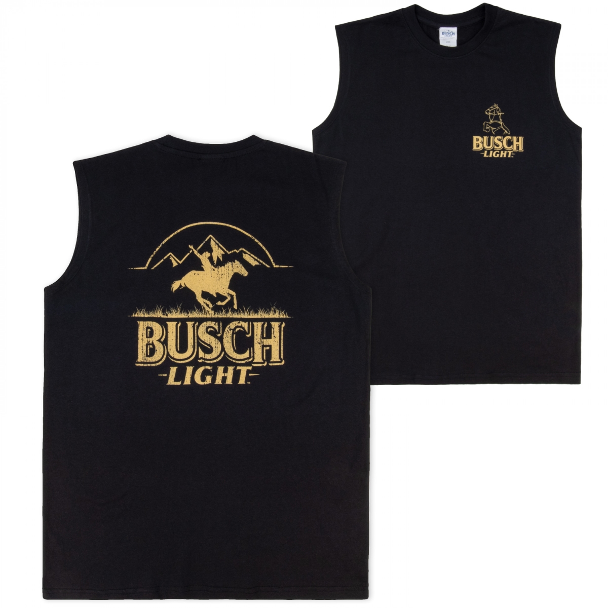 901708-medium  Yellow on Black Front & Back Print Sleeveless Muscle Tank Top - Medium