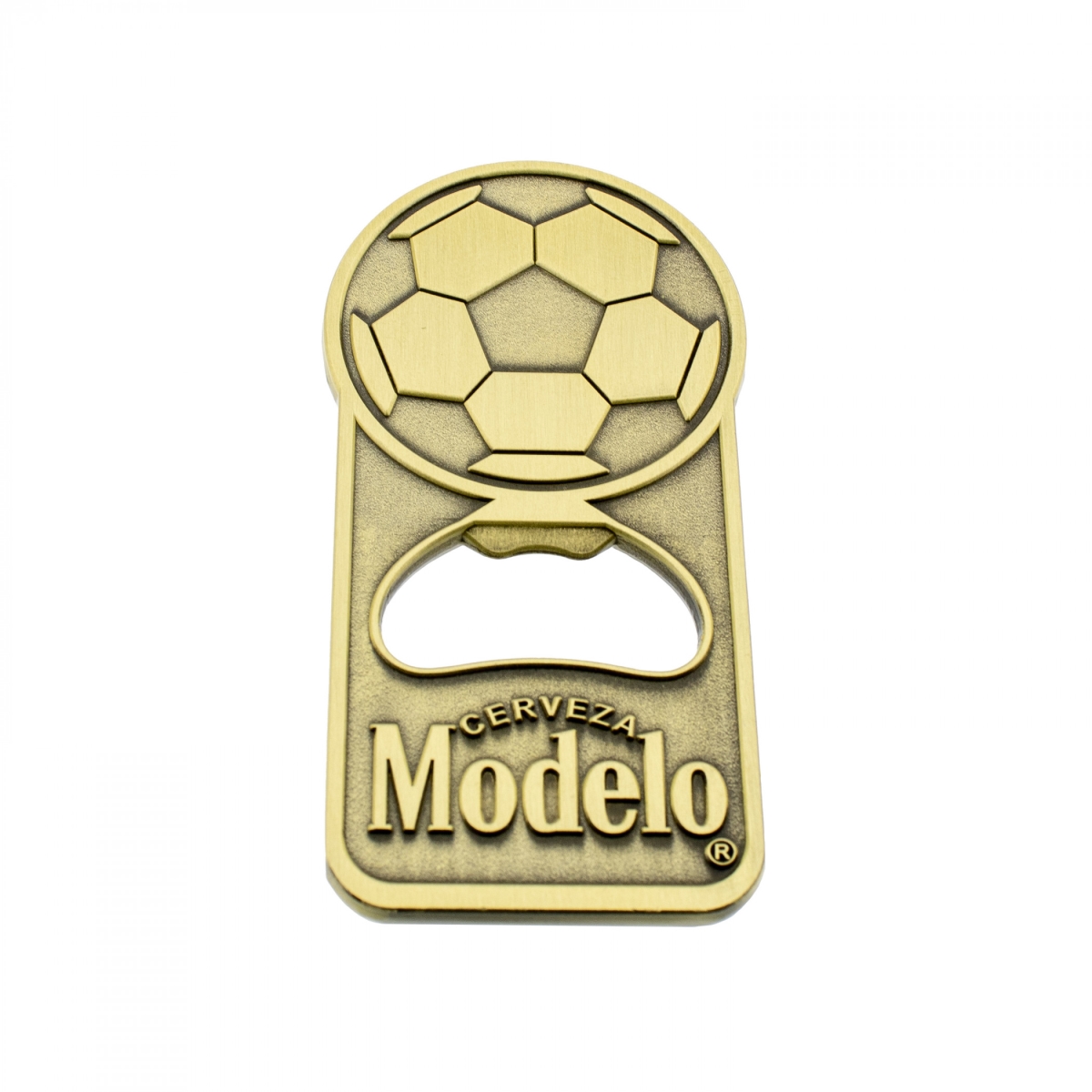 903041 Modelo Cerveza Bronze Soccer Bottle Opener Keychain