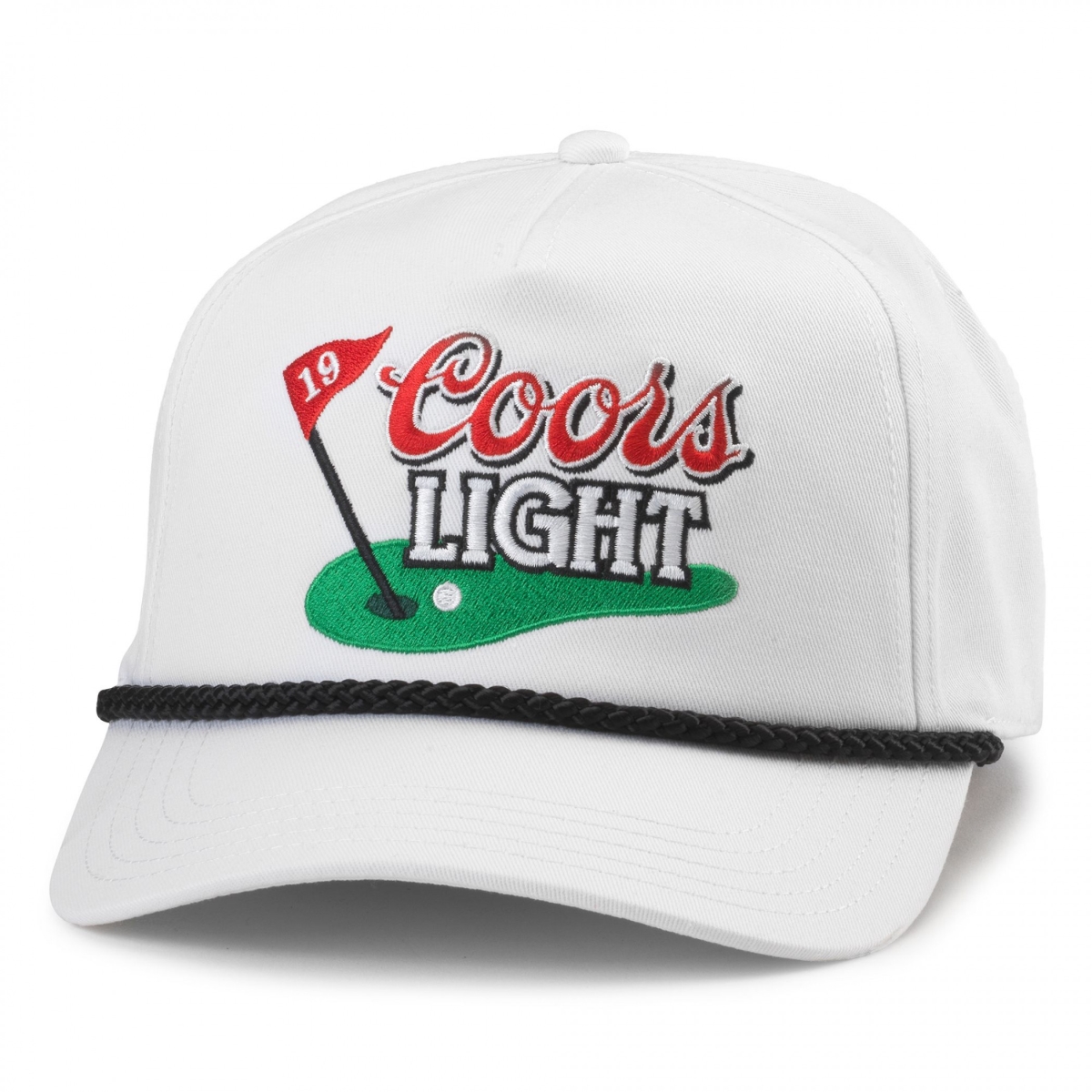 881110  Light Golf Hole 19 Rope Hat, White