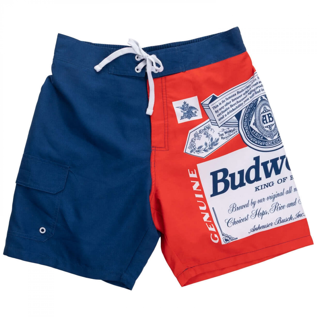 904419-xlarge  Red, White & Blue Beer Label Swim Board Shorts - Extra Large