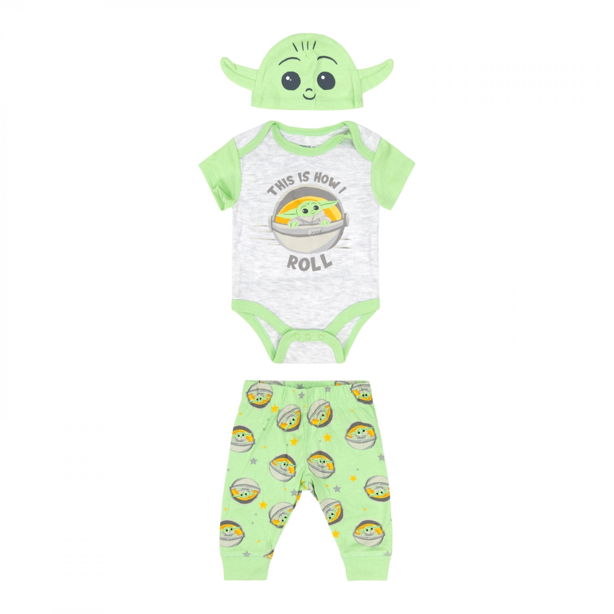 908853-3-6months The Mandalorian Grogu Roll Infant Pajamas - 3-6 Months - 3 Piece