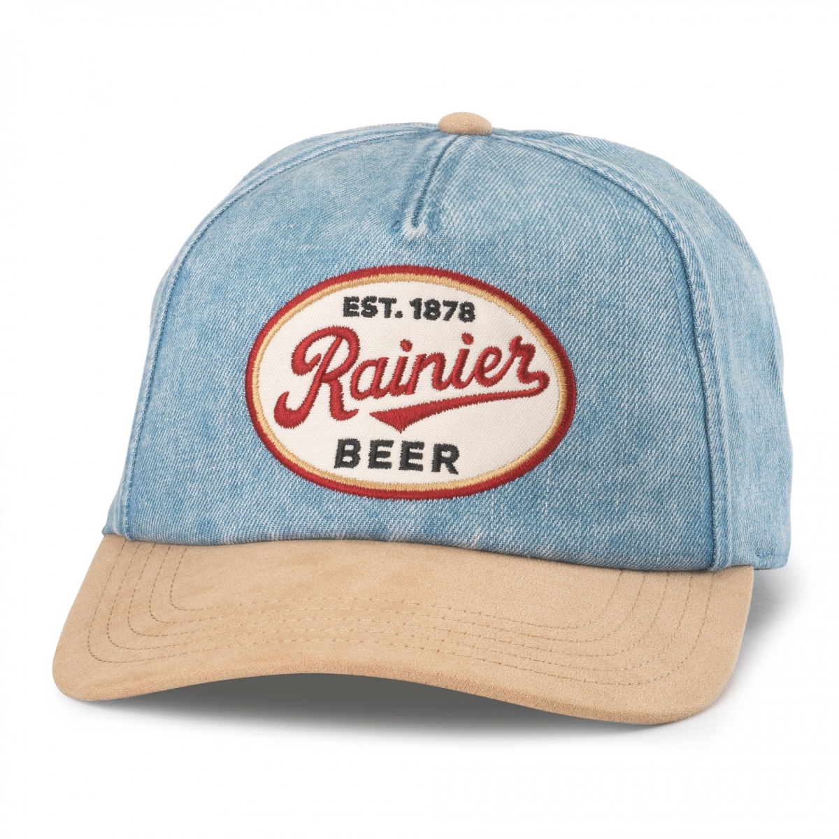 908974 Blue Beer Embroidered-Patch Denim Adjustable Hat