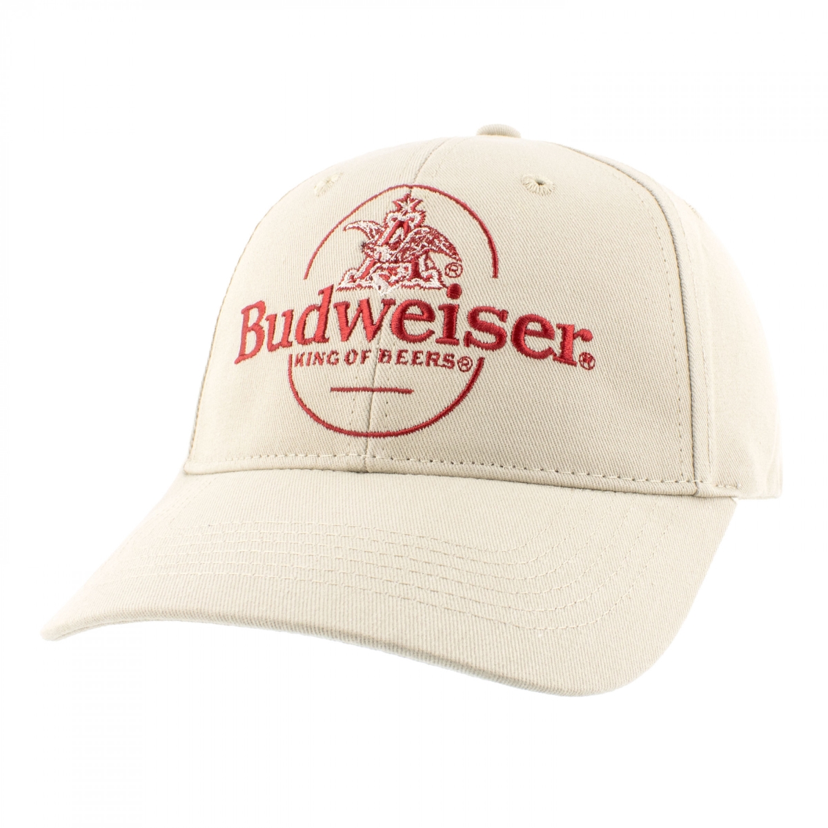 904350 Red Embroidered Logo on Beige Adjustable Snapback Hat