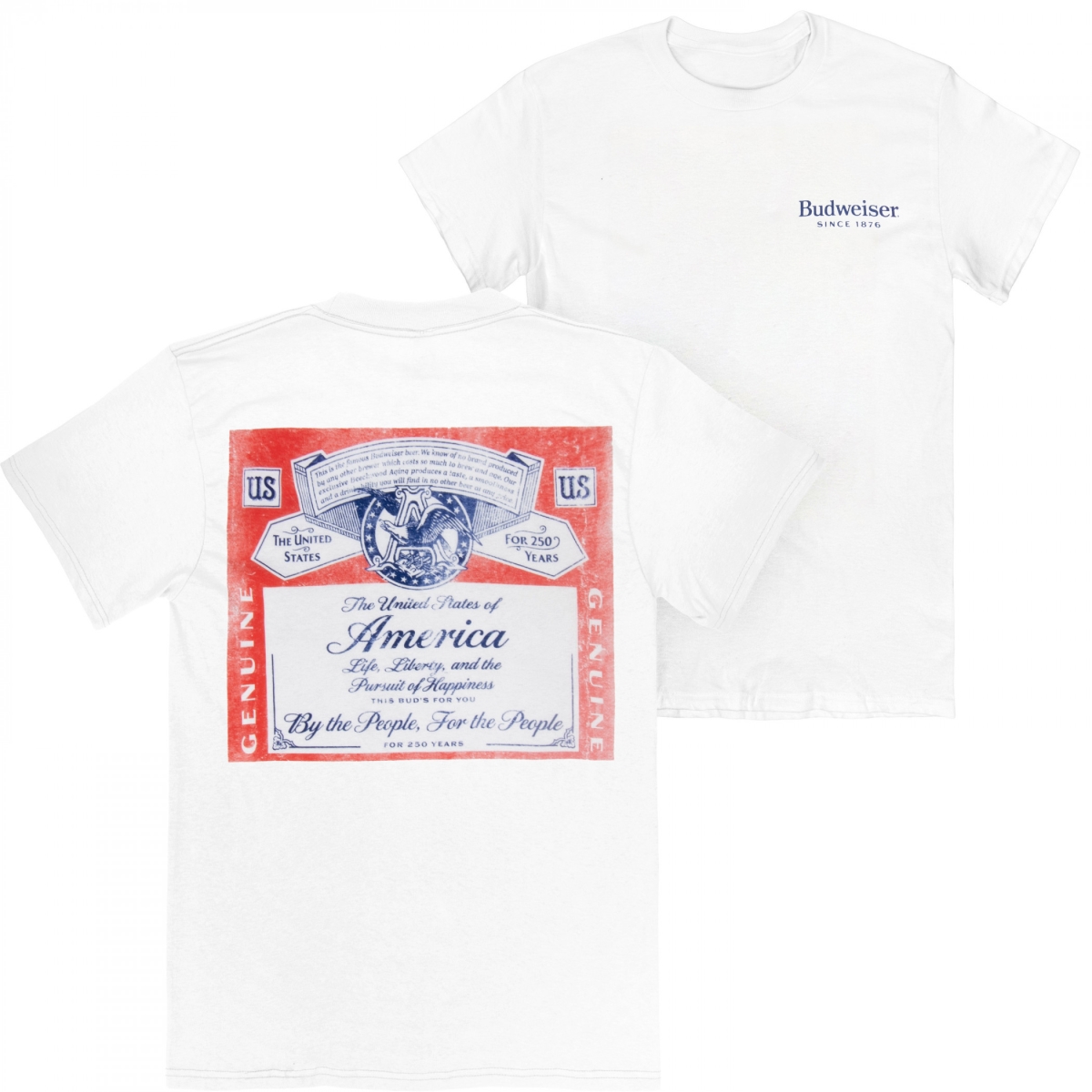 908429-medium 150 Years Label White Premium Mineral Wash Front & Back Print Short Sleeve T-Shirt - Medium