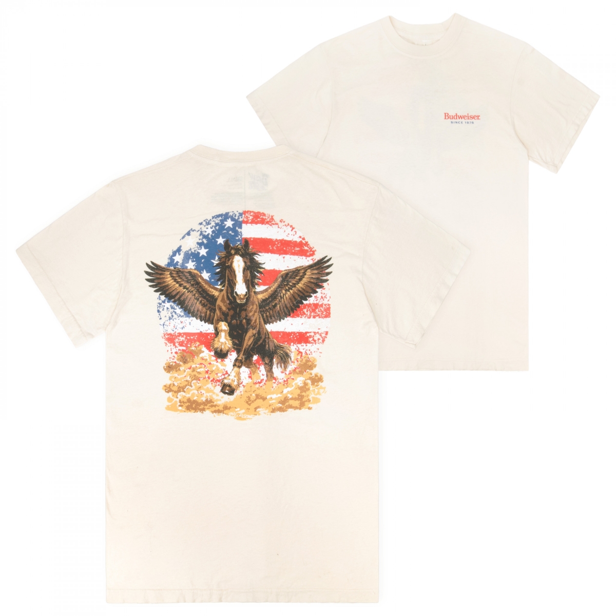 908450-medium Clydesdale Superbowl Ad Premium Mineral Wash Front & Back Print Short Sleeve T-Shirt - Medium