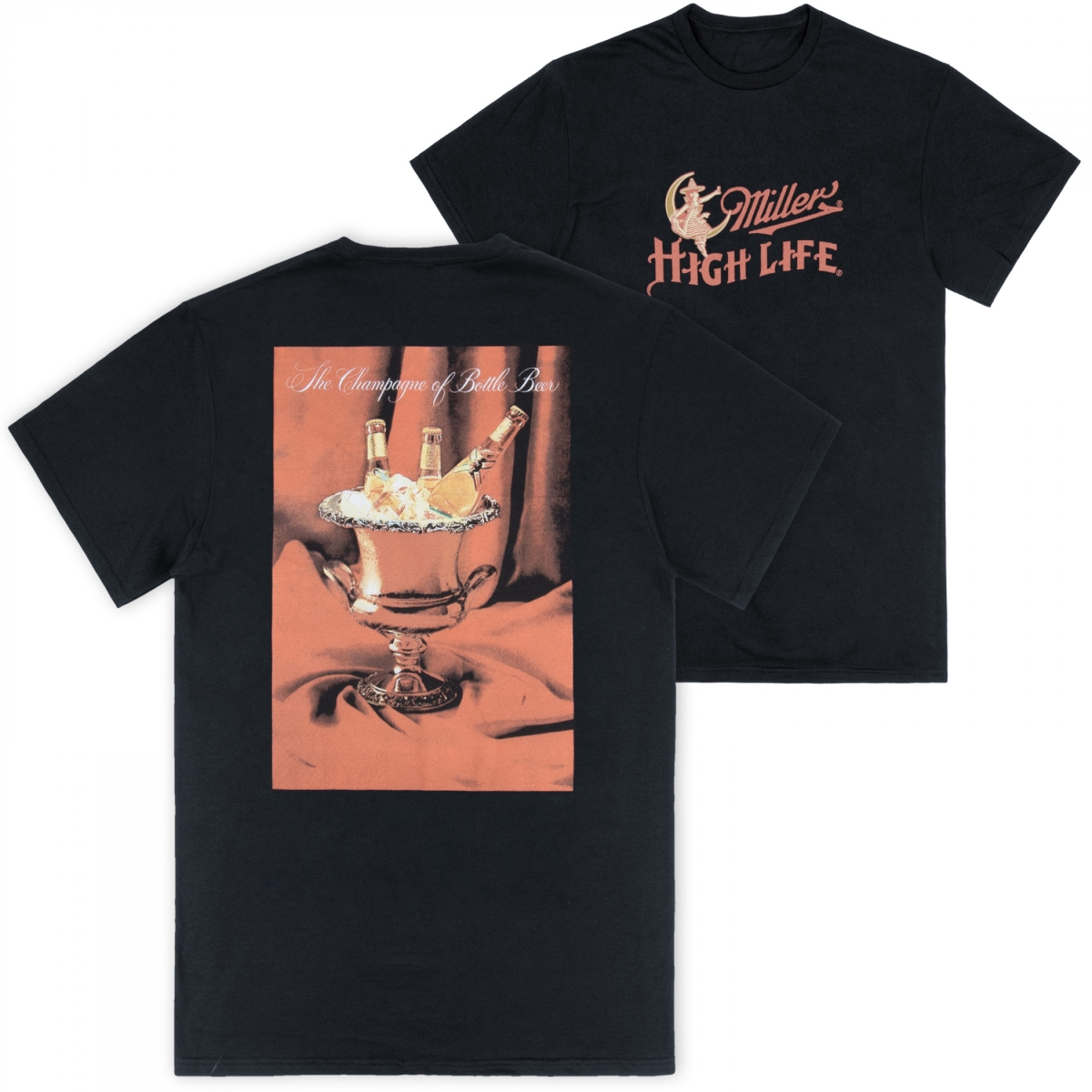 905556-medium Champagne Bucket Front Back Print Short Sleeve T-Shirt - Medium
