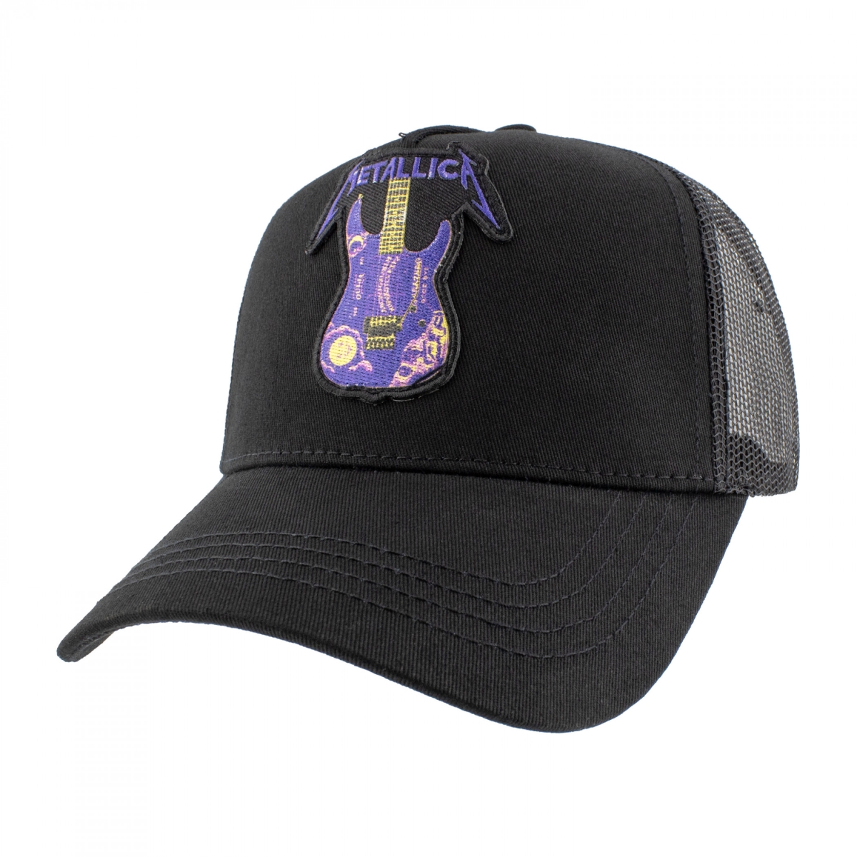 911342 Kirk Hammett Purple Ouija Guitar Mesh Snapback Hat, Black