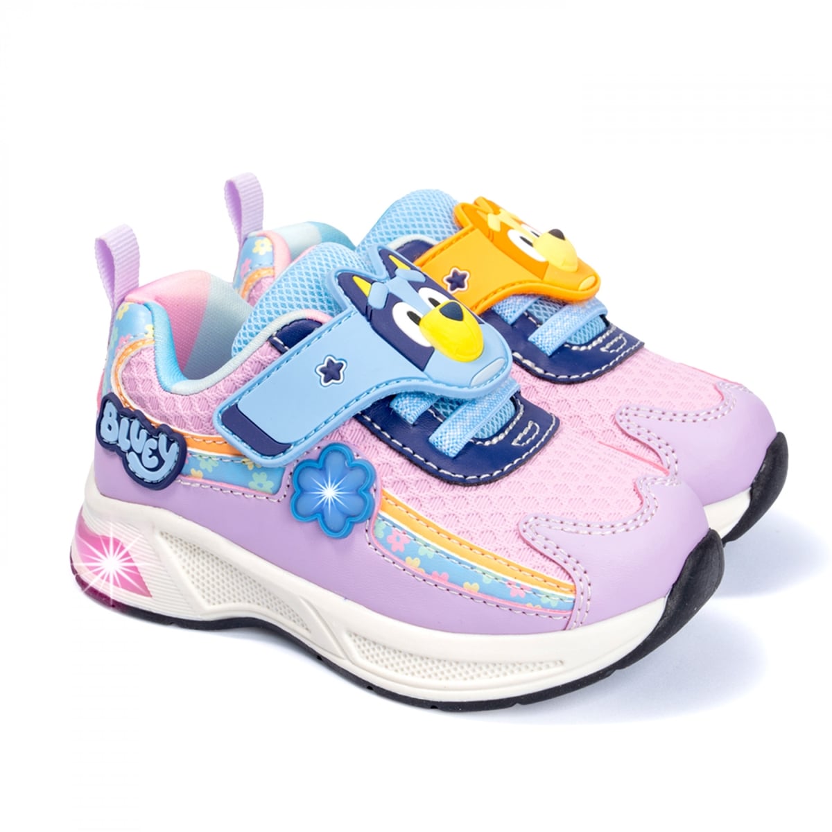 910960-size8 Bingo Strap Athletic Light Up Girls Shoes, Pink - Size 8