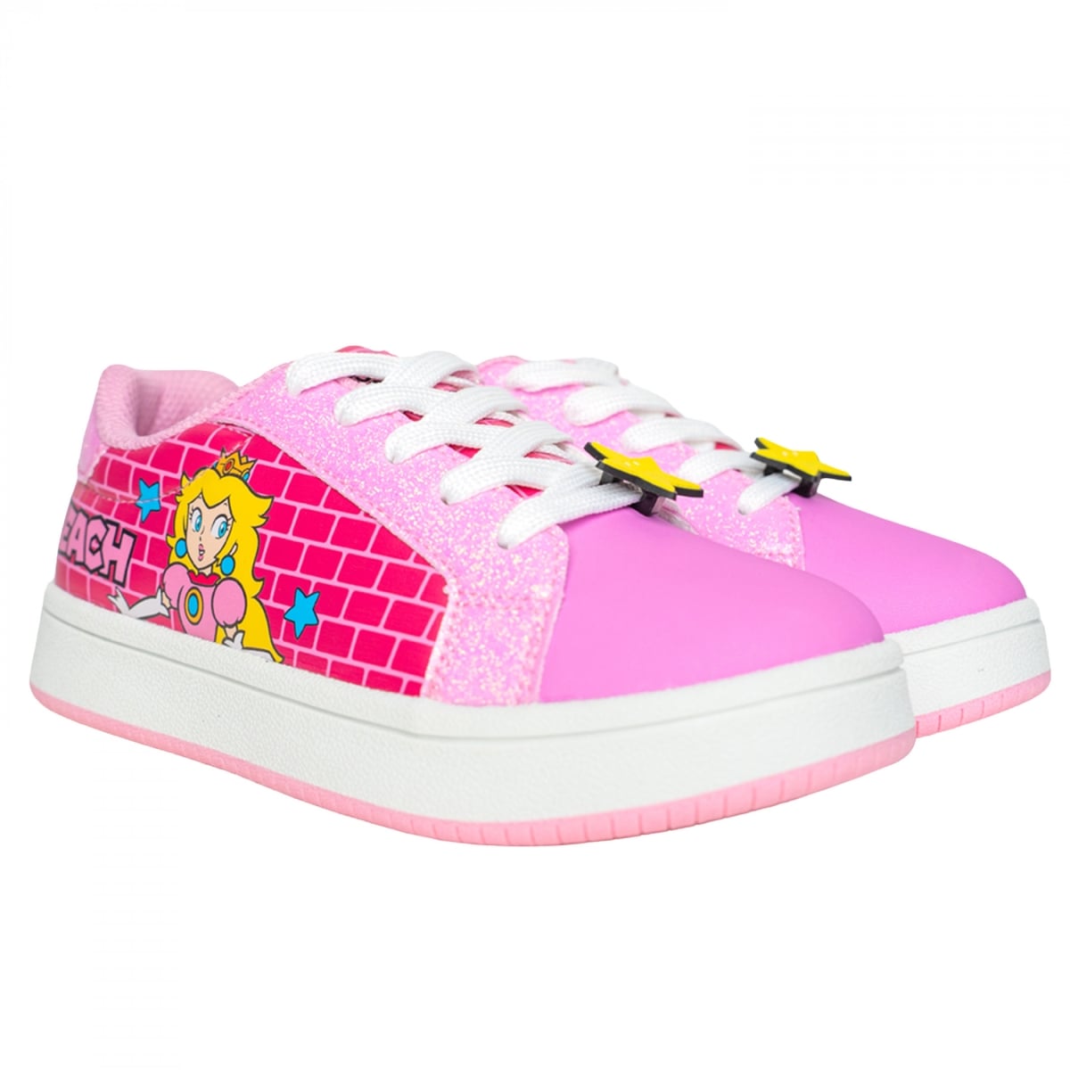 905265-size13 Princess Peach Girls Low Court Lace Up Sneakers Shoes - Size 13