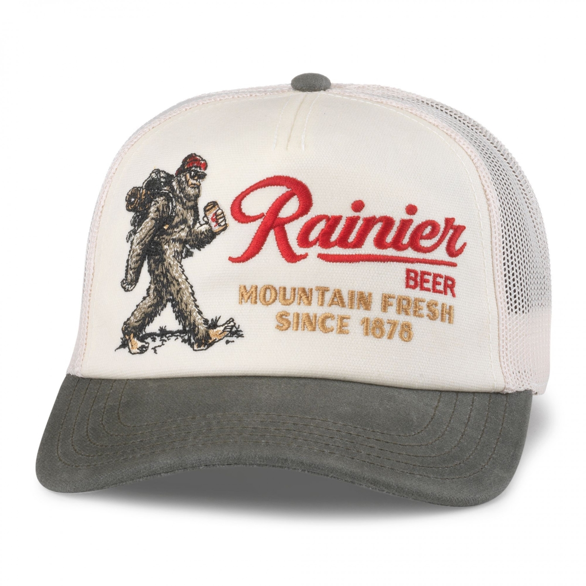908976 Beer Sasquatch Mountain Fresh Adjustable Trucker Hat, White & Gray