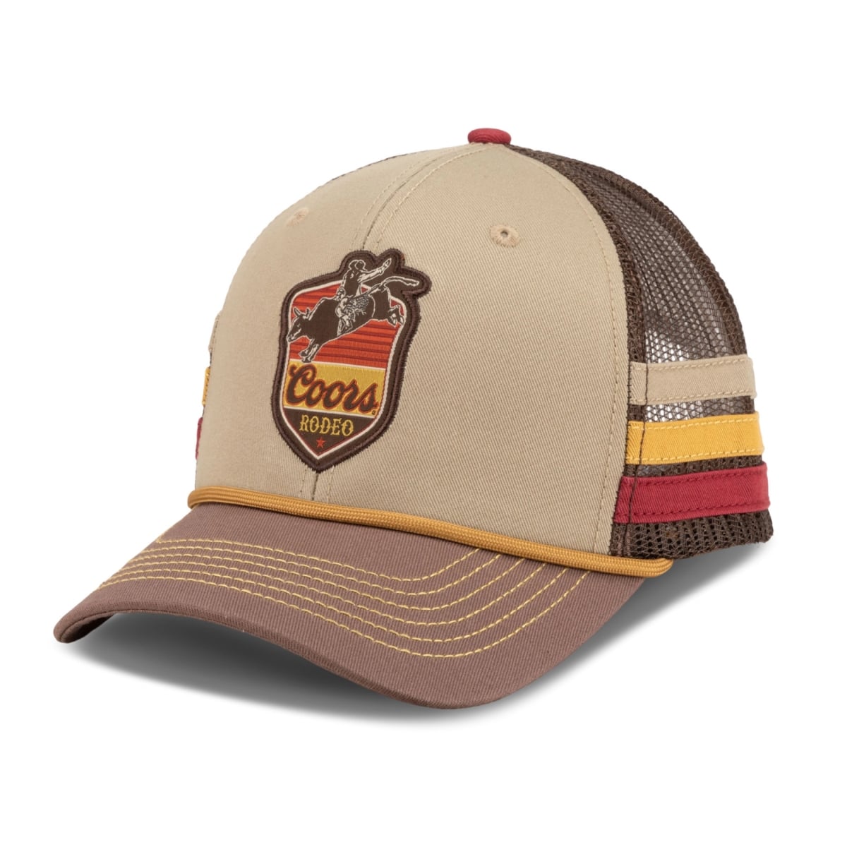 905885 Rodeo Woven Patch Striped Snapback Hat, Multi Color