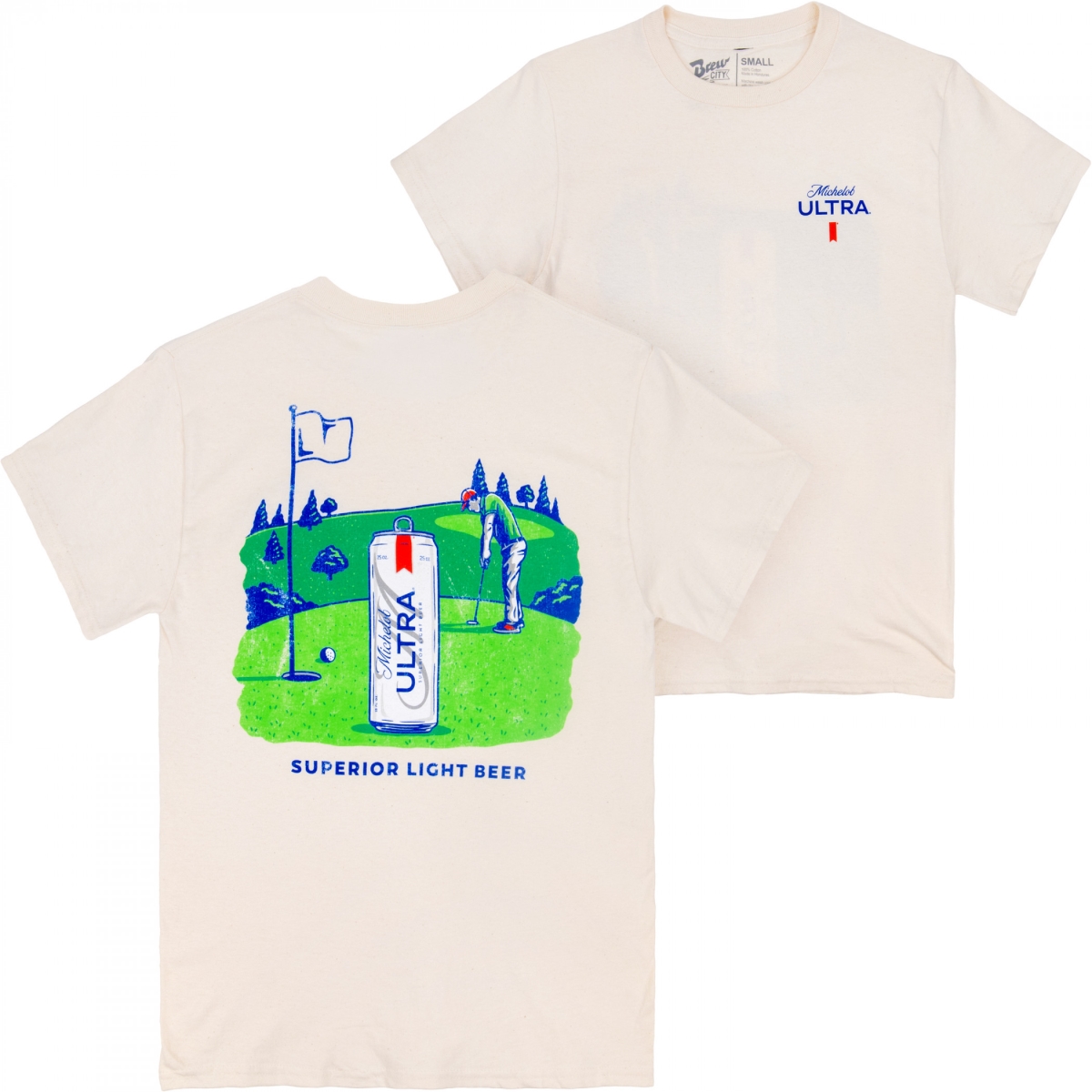 908491-xlarge Ultra Green Fields Golfing Tan Colorway Front & Back Short Sleeve T-Shirt - Extra Large