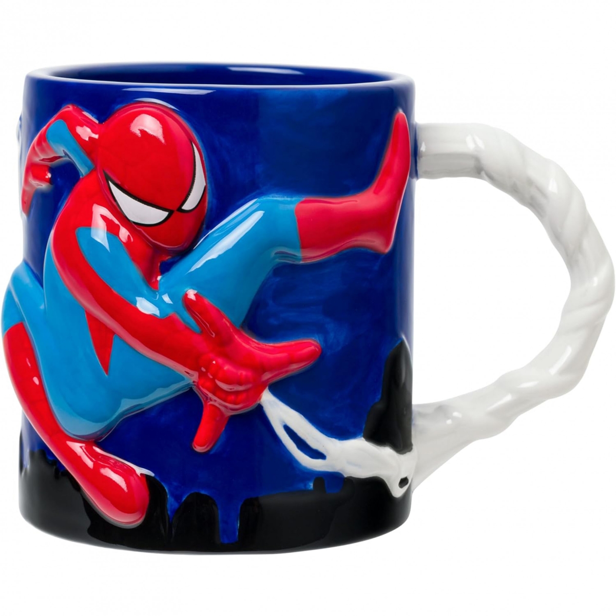 910201 20 oz Shape of A Hero Embossed Sculpted Web Handle Ceramic Mug