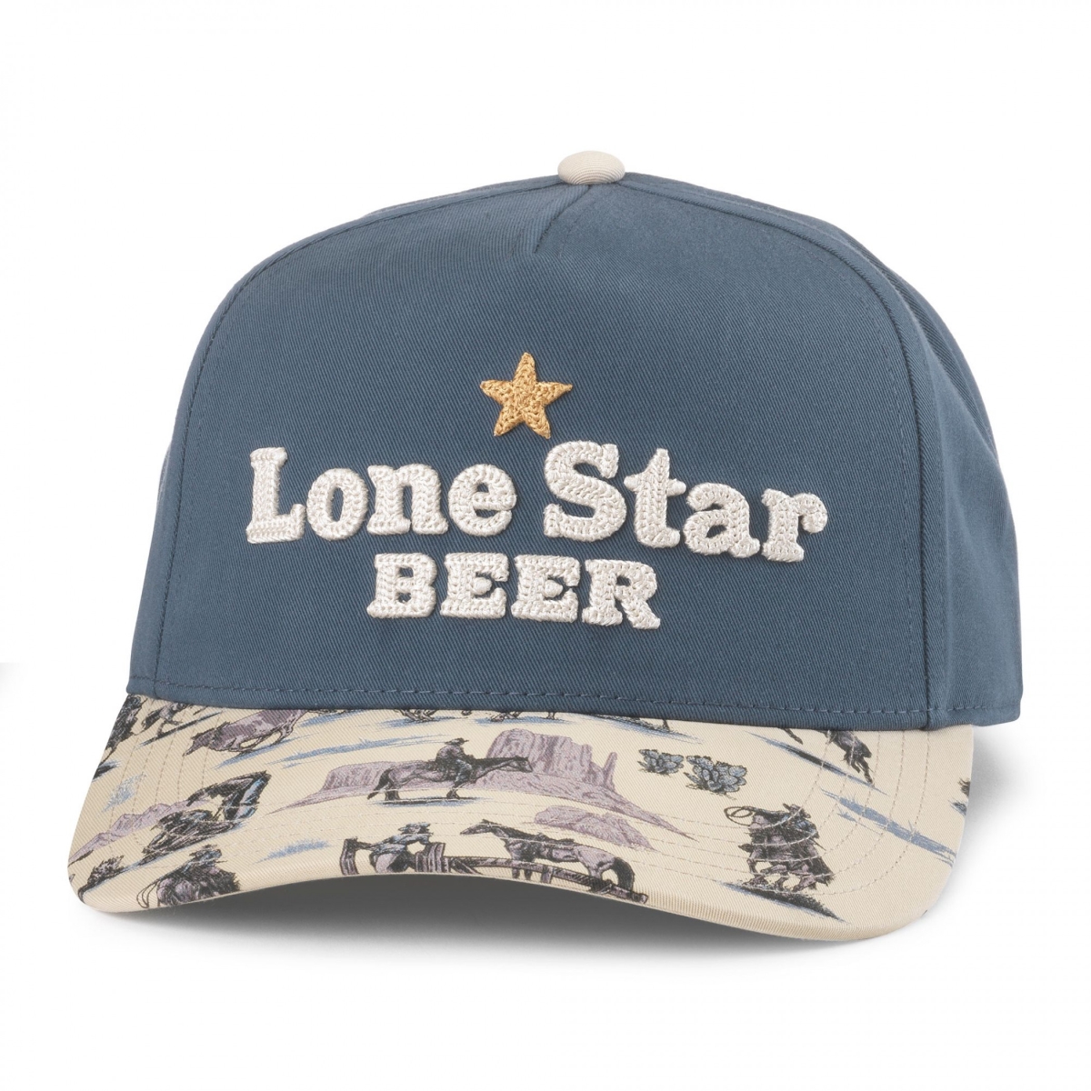 908972 Beer Western Bill Art Adjustable Hat, Blue & Tan