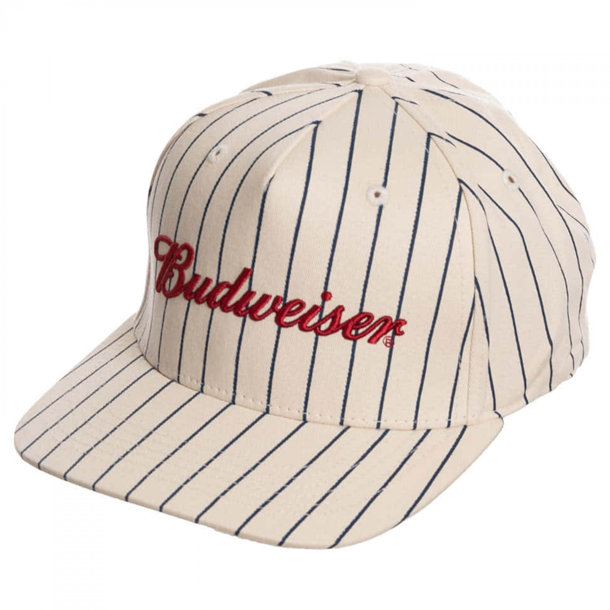 904340 Woven Logo Pinstripe Snapback Hat, White