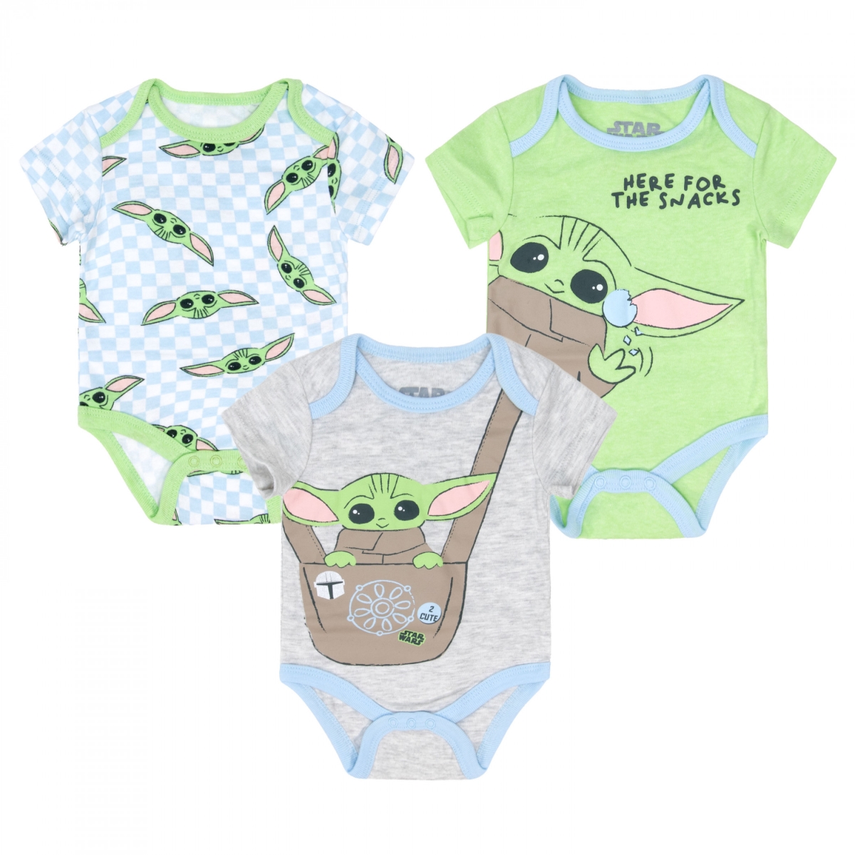 908841-6-9months Grogu Here for The Snacks Infant Bodysuit Set - 6-9 Months - Pack of 3