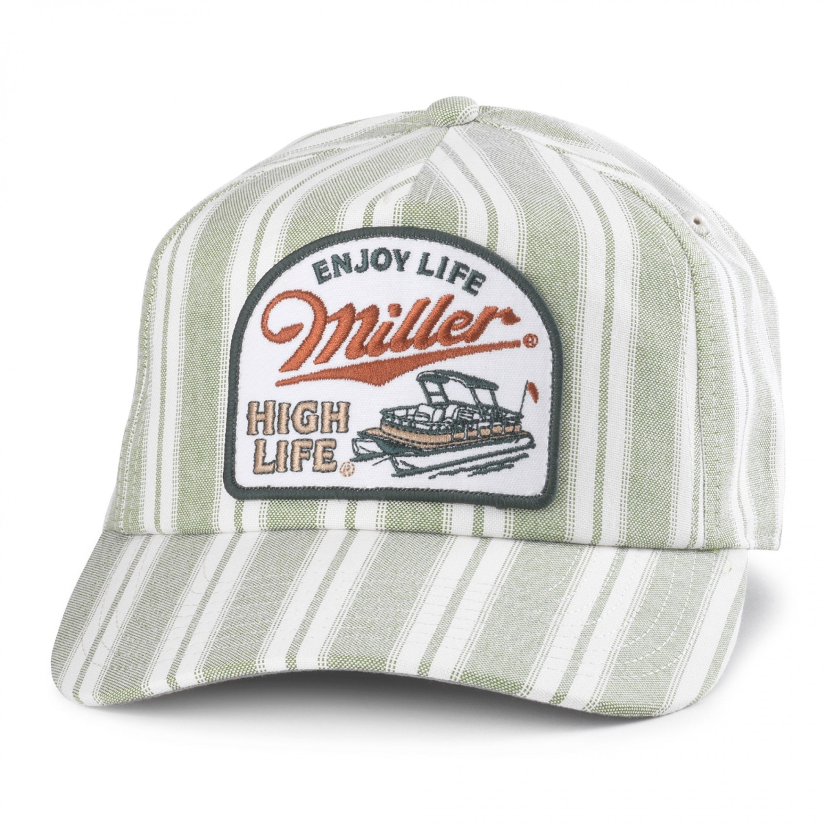 902637 Green Striped Beach House Adjustable Hat