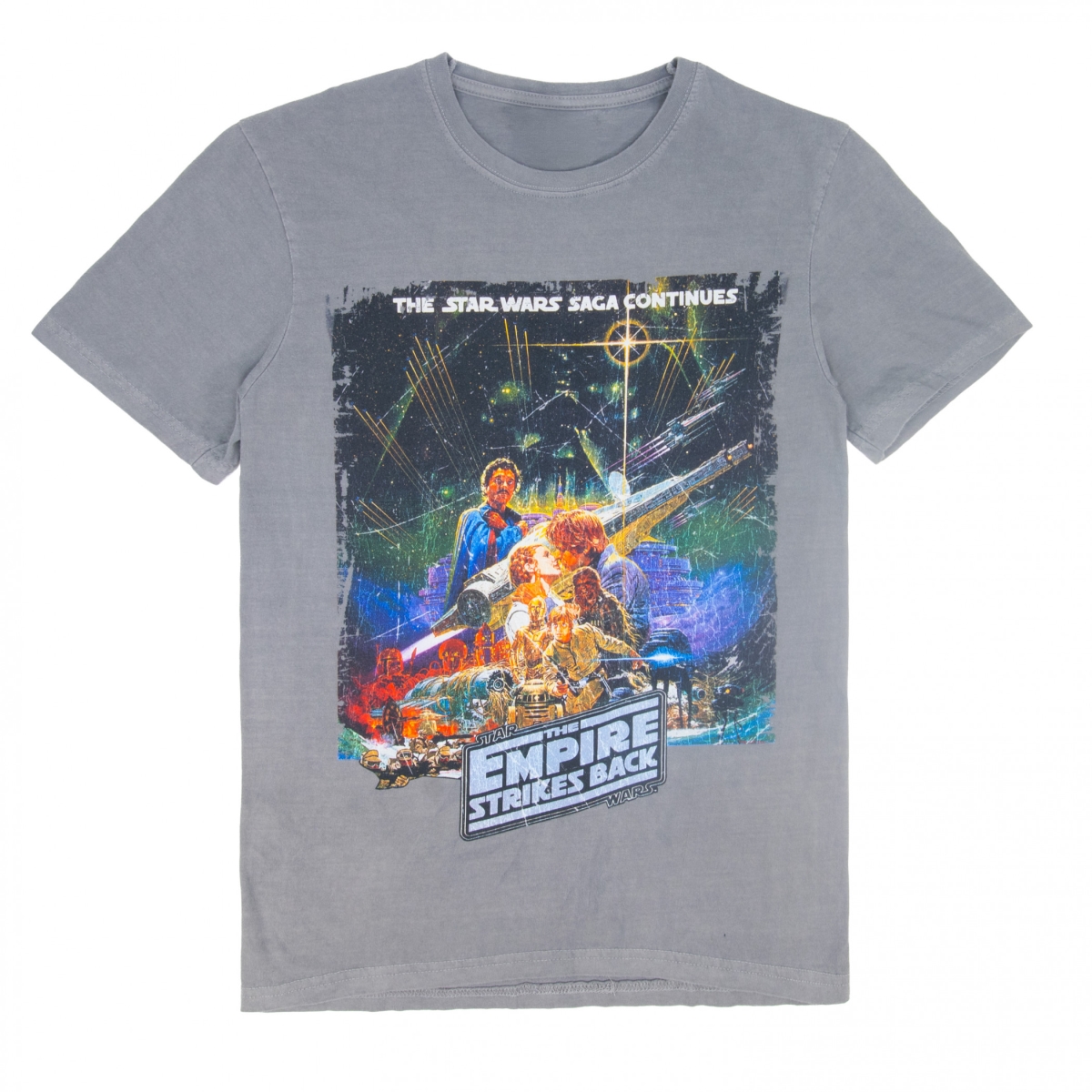 911303-medium Empire Strikes Back - The Saga Continues Grey Short Sleeve T-Shirt - Medium