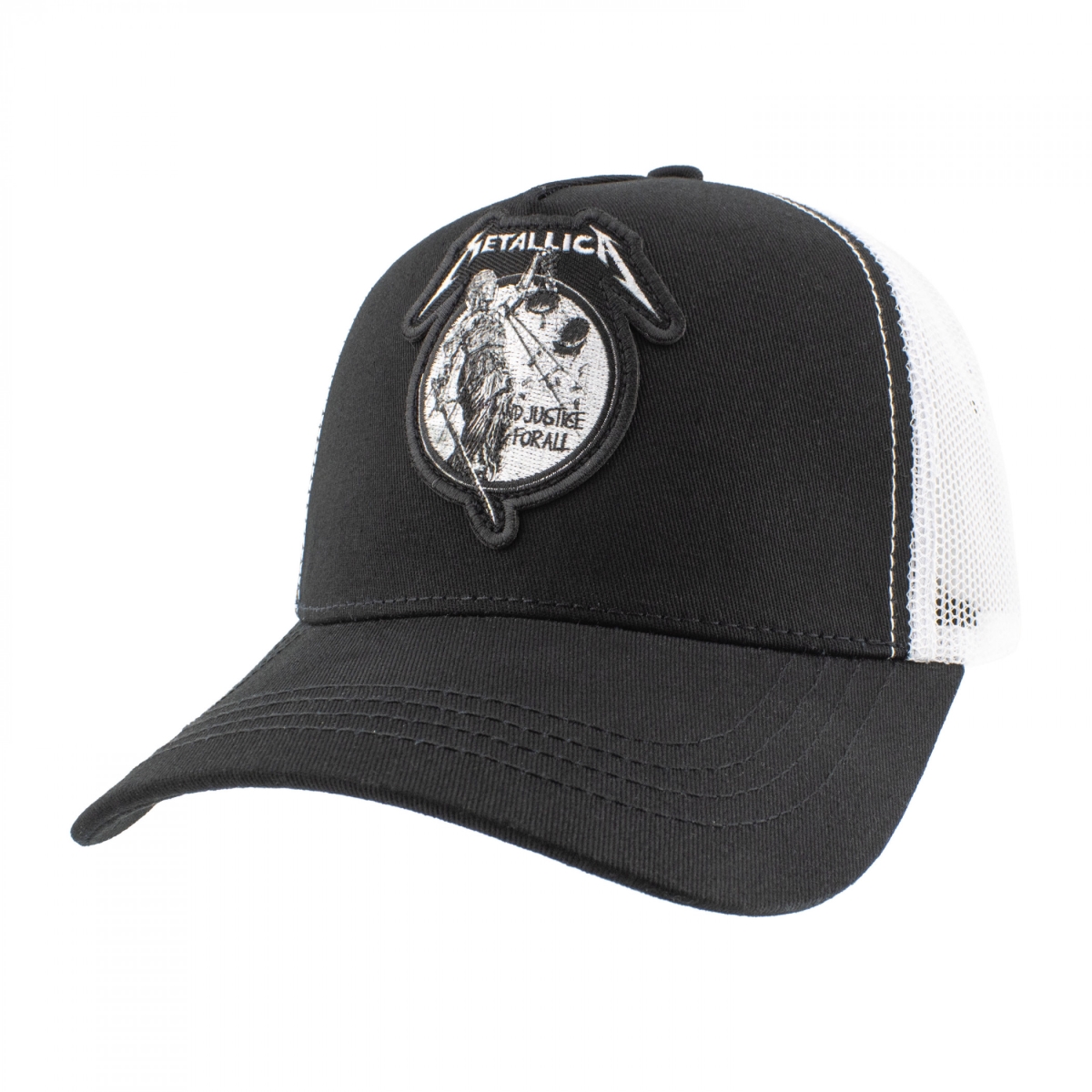 911341 Justice For All Monochrome Mesh Snapback Hat, Black