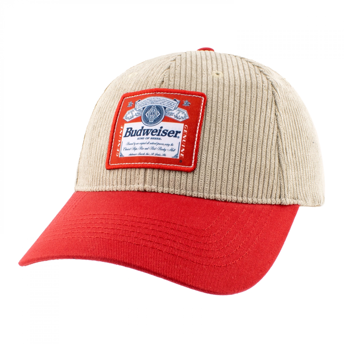 904348 Beer Label Patch on Brown & Red Snapback Hat with Bill