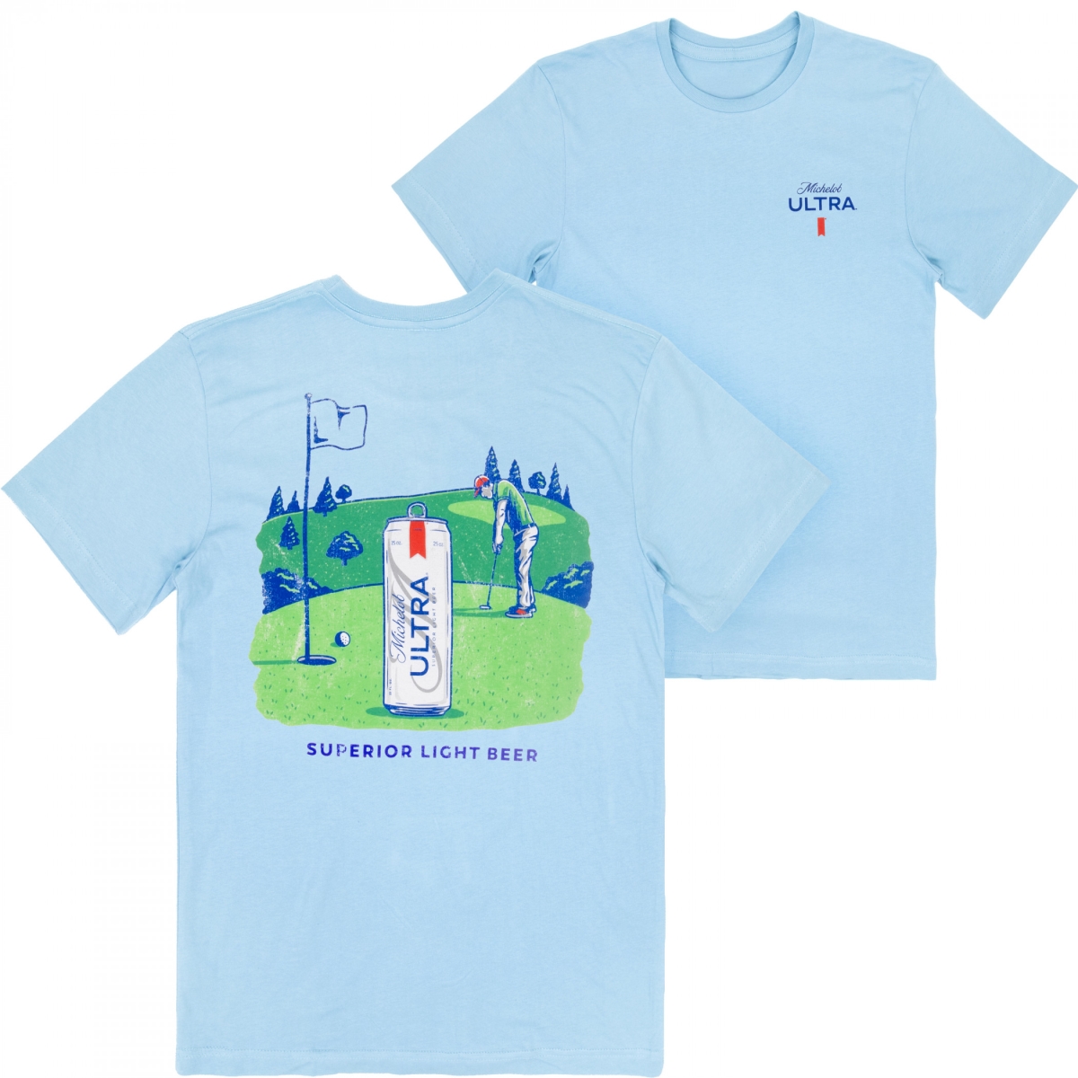 908484-large Ultra Green Fields Golfing Blue Colorway Front & Back Short Sleeve T-Shirt - Large