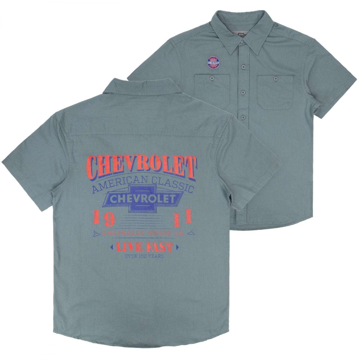 912821-2xlarge Chevy 1911 American Classic Button Down Mechanic Work Shirt - 2XL