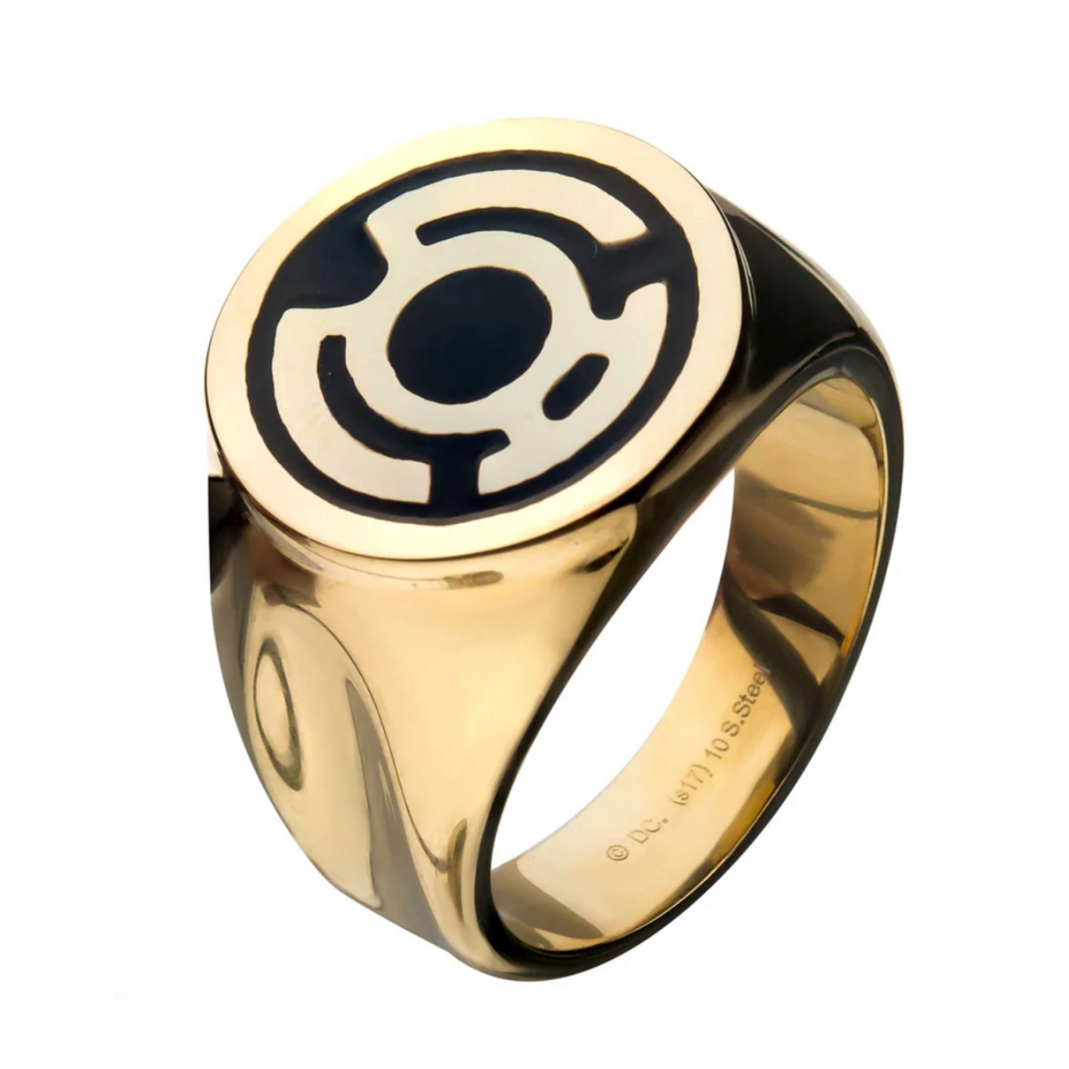 912341-size8 Stainless Steel IP Gold Plated Sinestro Corps Ring - Size 8