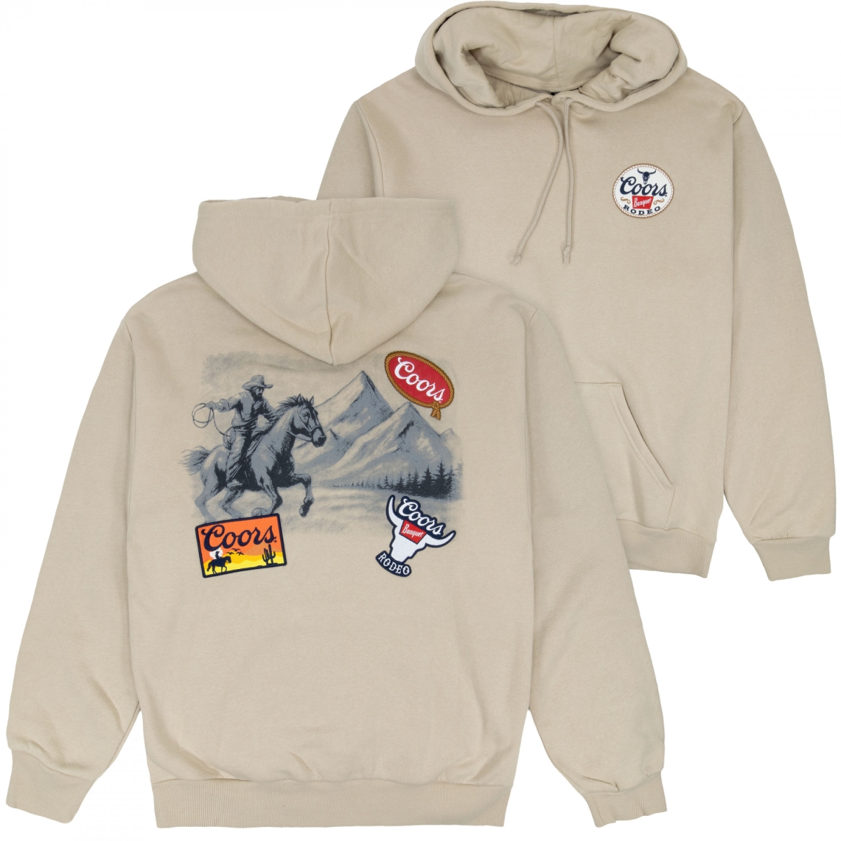 914044-xlarge Rodeo Western Range Front & Back Print Pullover Hoodie with Patches - Extra Large