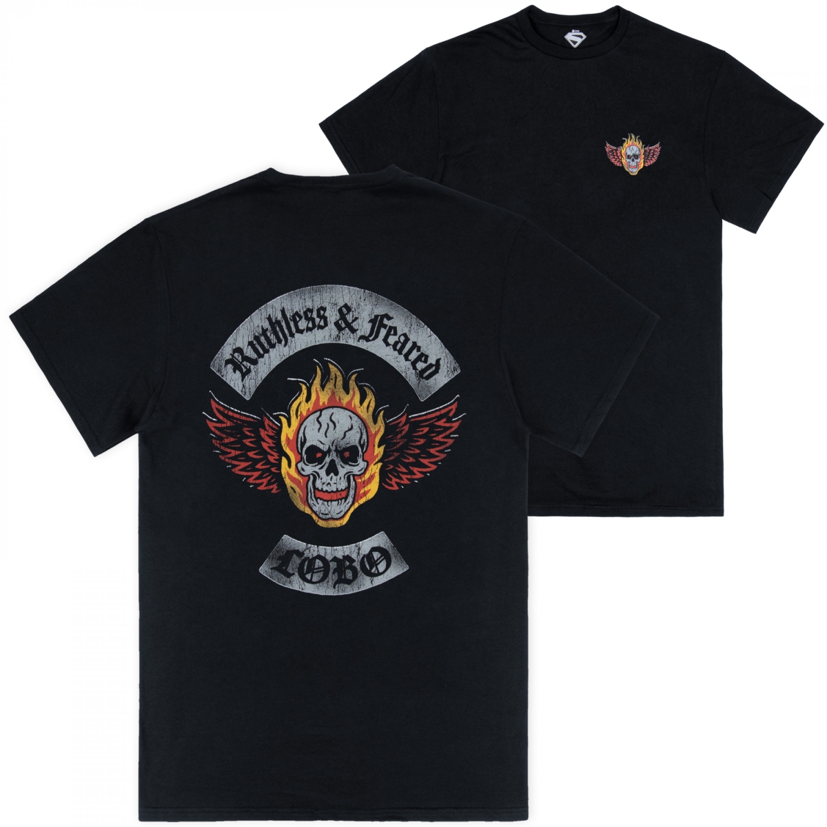 911907-medium Movie Lobo Skull Logo Front & Back Print T-Shirt - Medium