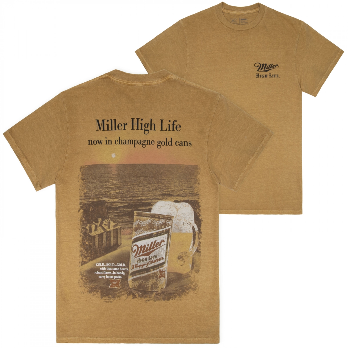908899-small Gold Cans Vintage Ad Front & Back Print Premium T-Shirt - Small