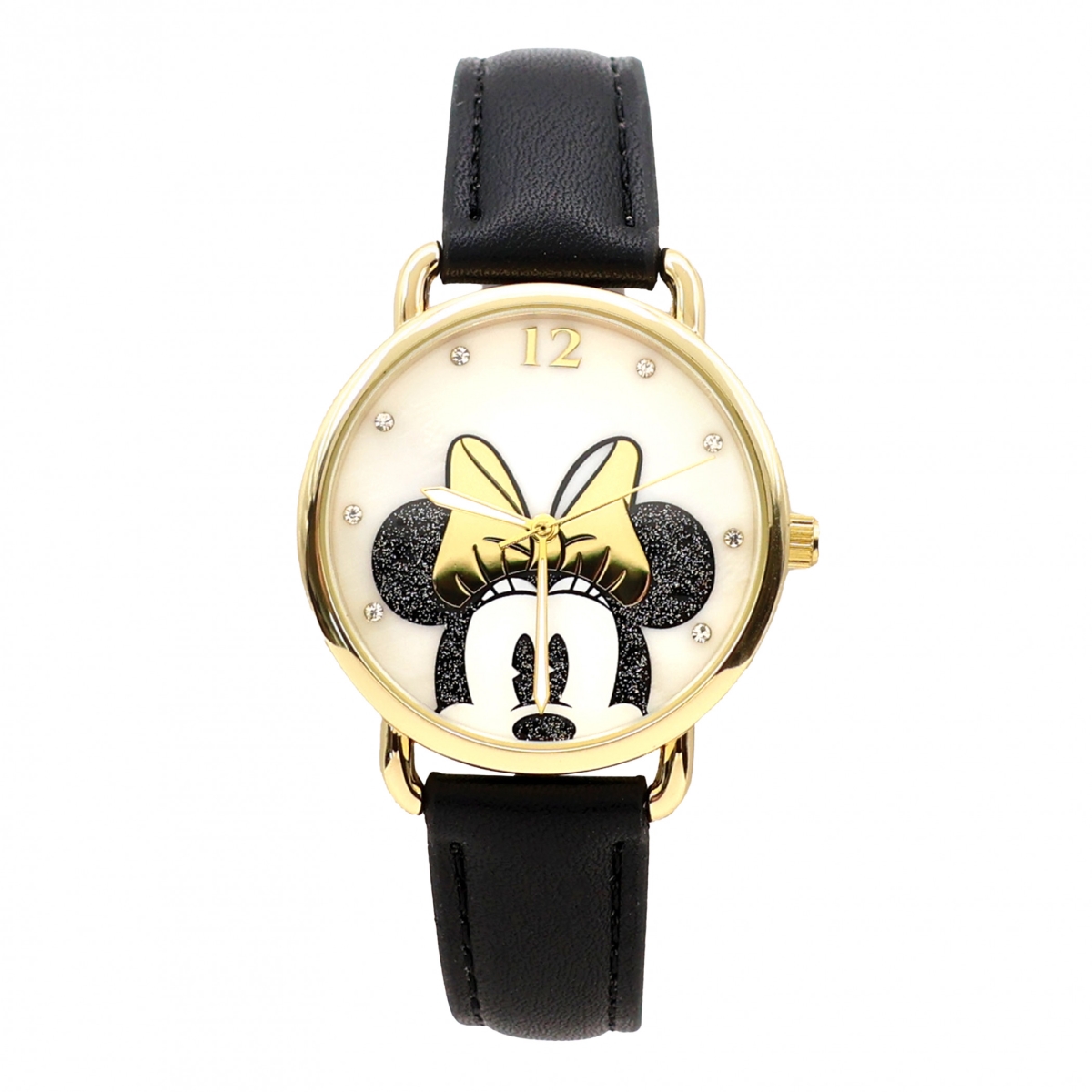 912664 Golden Bow Analog Watch with Black Band