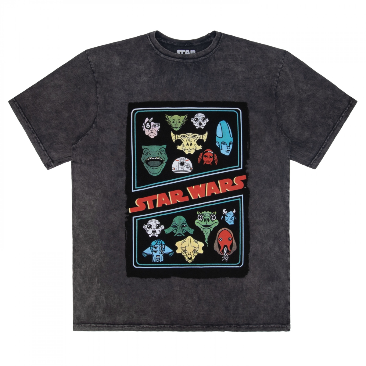 912364-medium Alien Heads Stone Wash T-Shirt - Medium