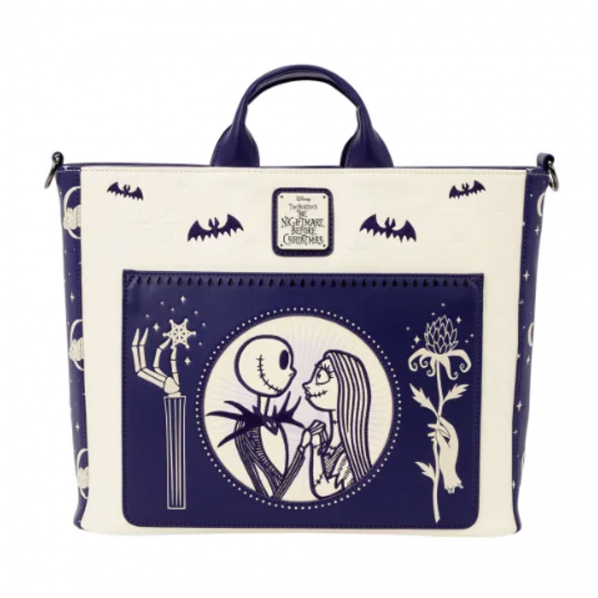 903779 Jack Skellington & Sally Night Sky Convertible Backpack & Tote Bag by Loungefly