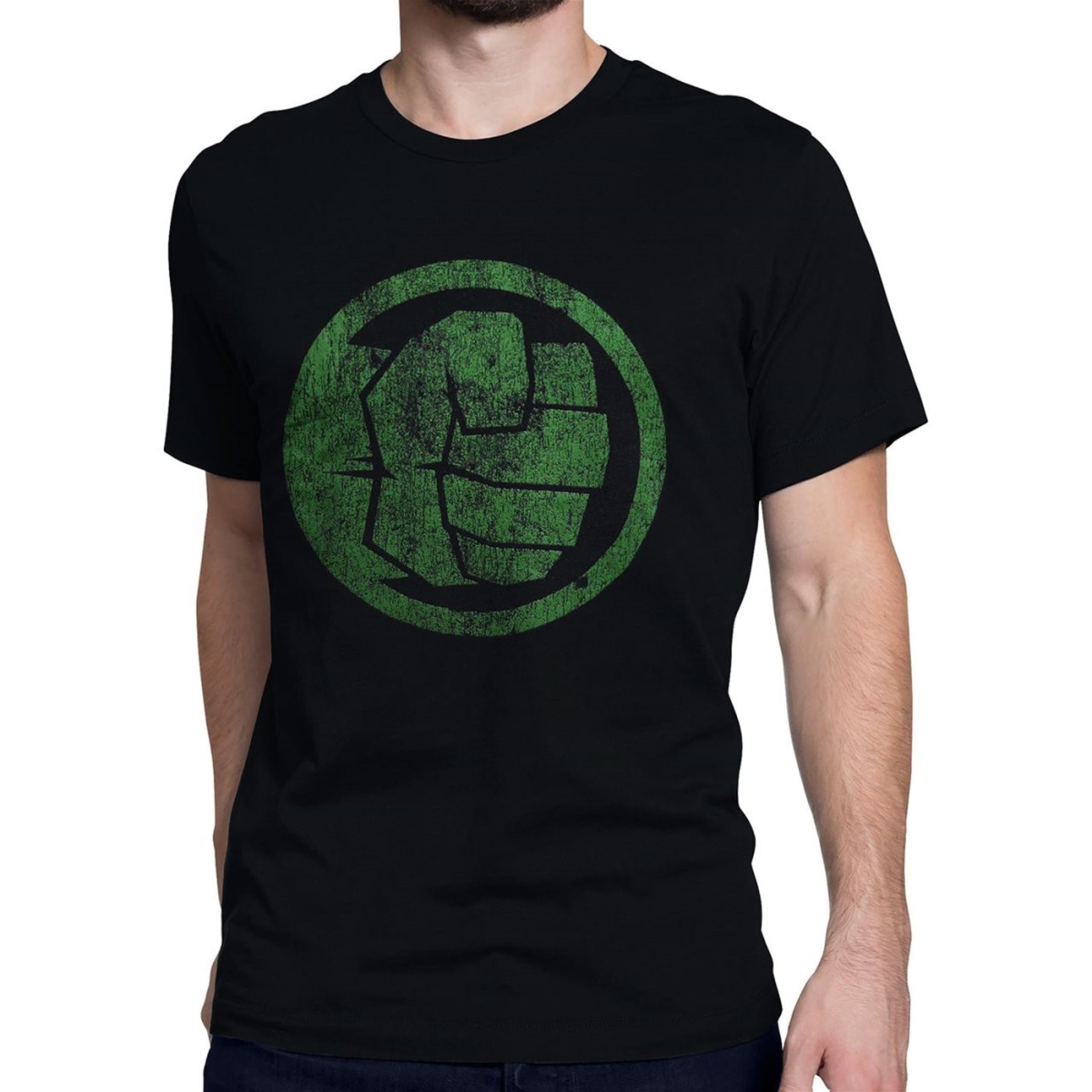 Hulk Fist Bump on Black Mens T-Shirt - Small