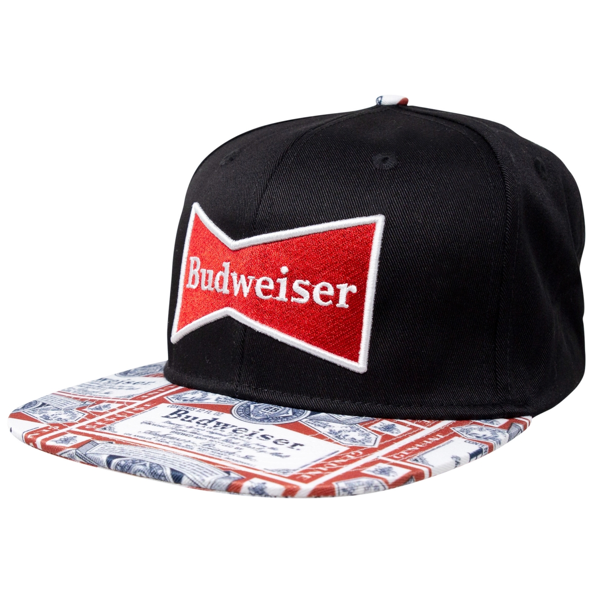 Picture of Budweiser 795519 Budweiser Beer Label Brim Adjustable Snapback Hat