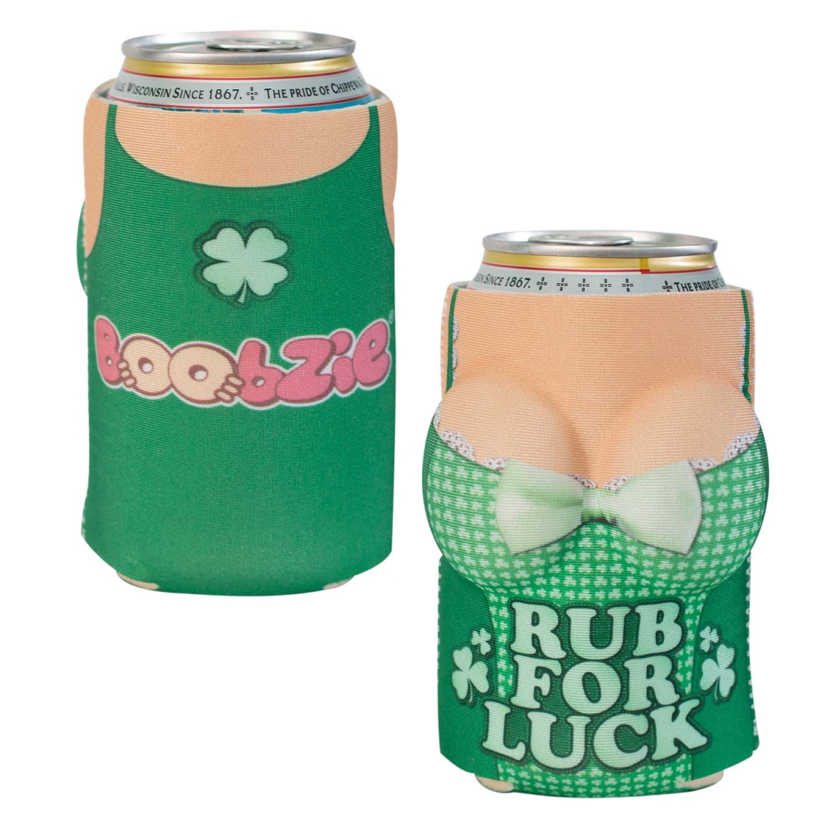 Picture of Drinking Games 34032 Drinking Games Rub for Luck Boobzie Beer Can Cooler