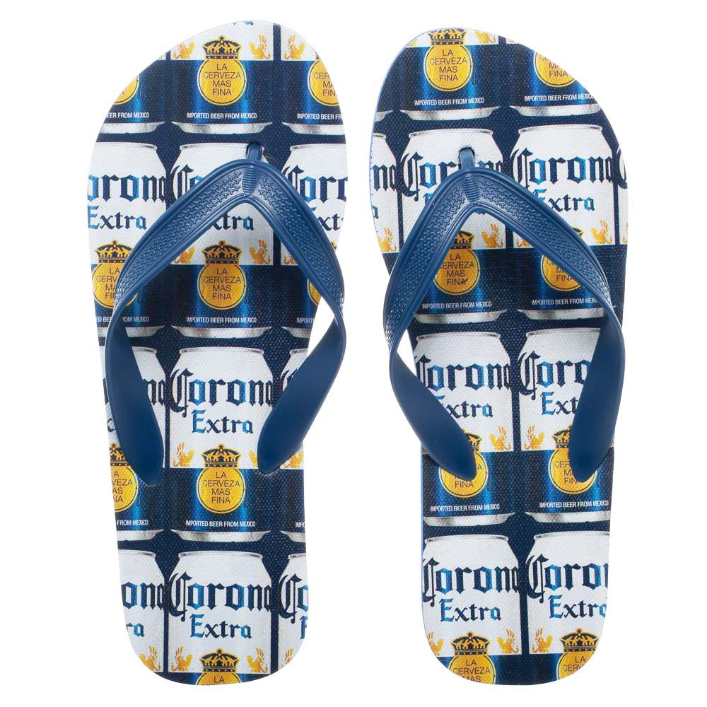 Picture of Corona Extra 48362-S Corona Extra Unisex Beer Repeating Can Labels Sandals - Small