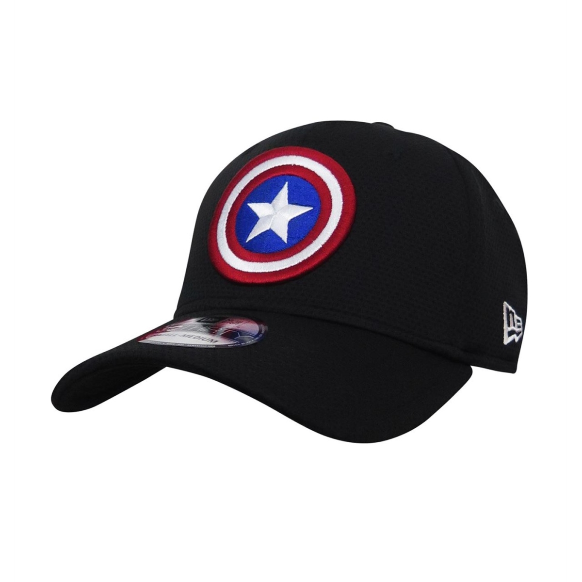 Picture of Captain America capcapshldblk39-l-x-Large-XLarge Captain America Shield Black 39 Thirty Fitted Hat - Large & Extra Large