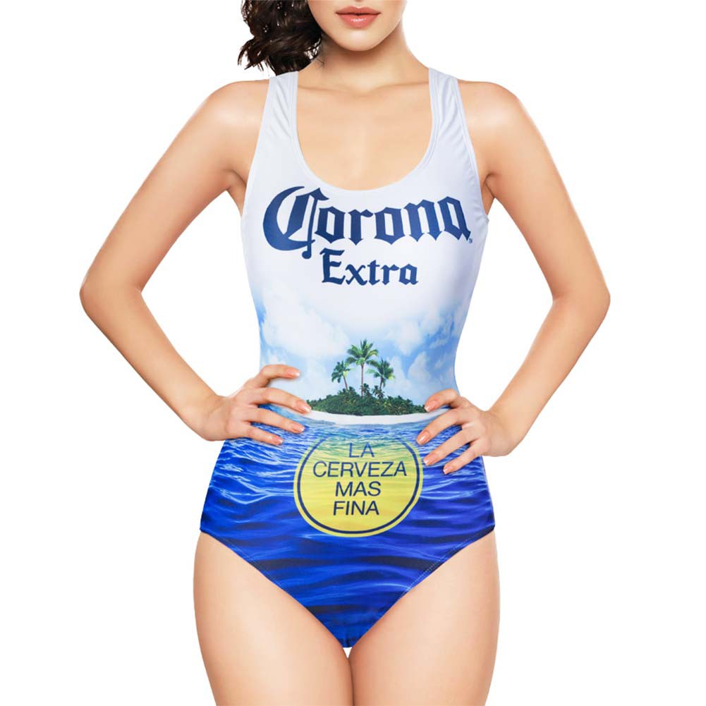 Picture of Corona Extra 44915-S Corona Extra Women Beach Scene One Piece Swimsuit - Small