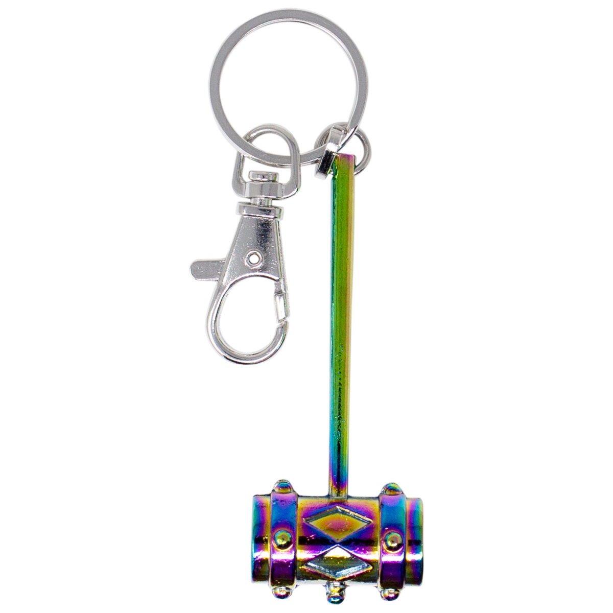 Picture of Harley Quinn 803079 Harley Quinns Mallet Keychain with Rainbow Metallic Finish