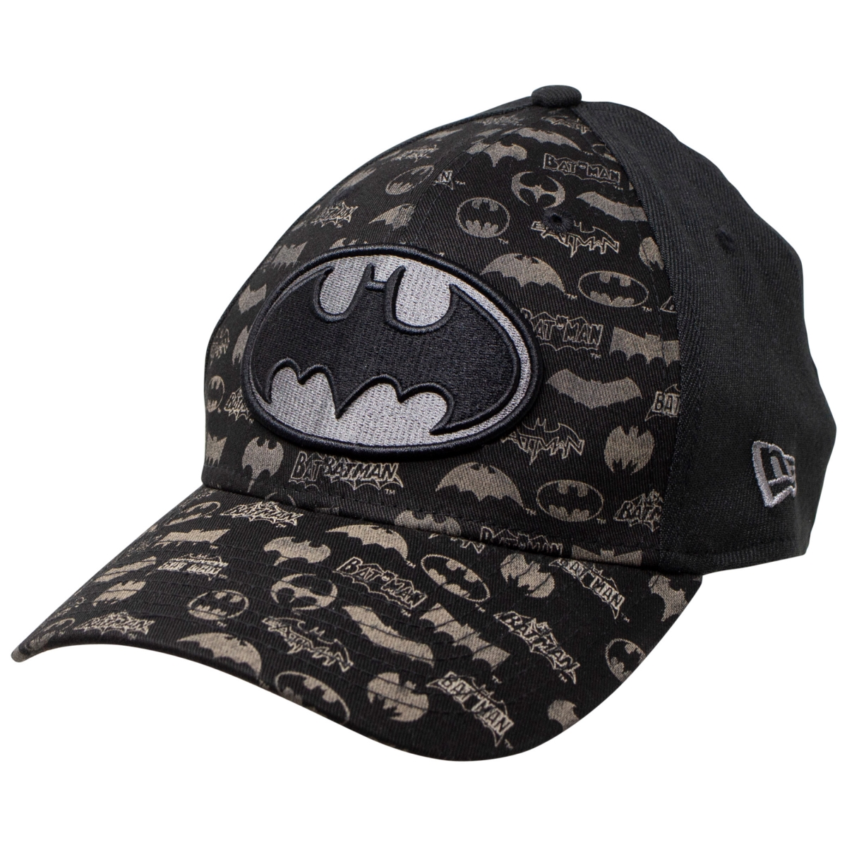Picture of Batman 800087-Large-XLarge-Large-XLarge Batman New Era Laser Etched All Over Logos 39Thirty Hat - Large & Extra Large