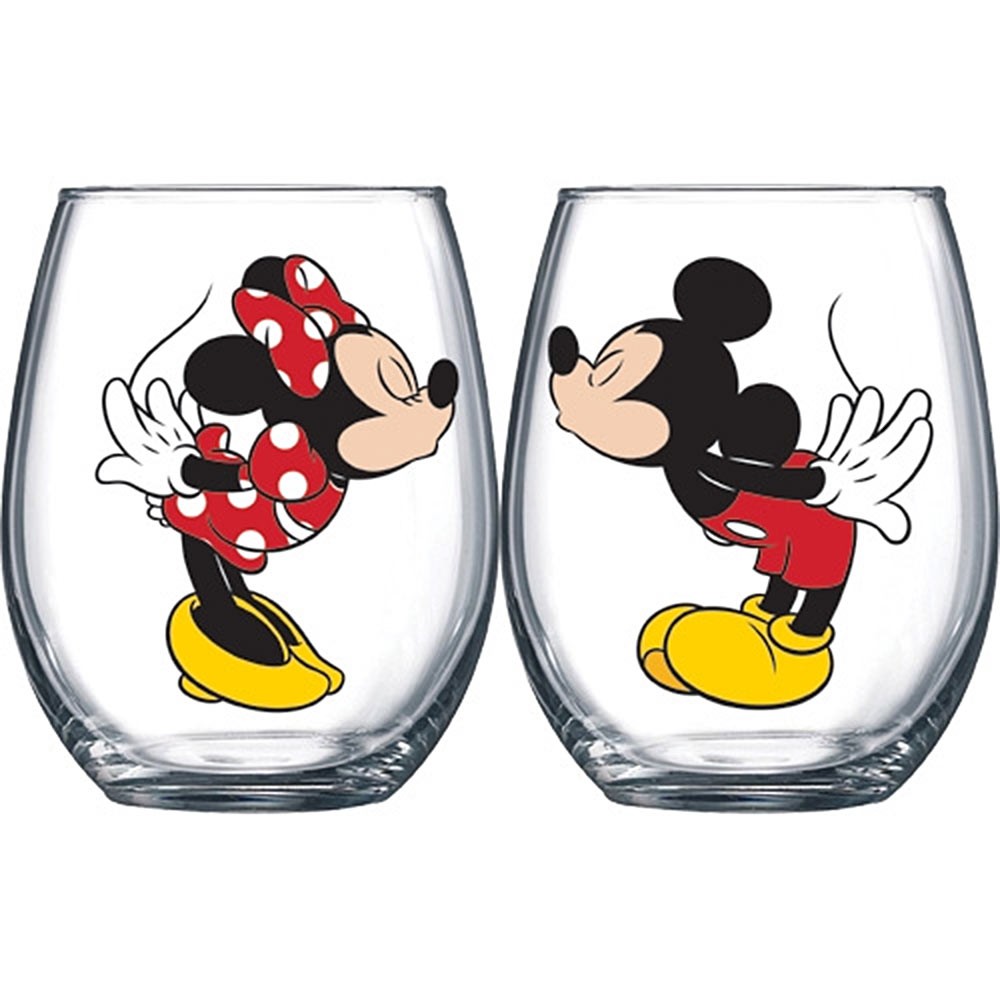 Picture of Disney 46040 Mickey & Minnie Kissing Wine Glass Set - 14.5 oz