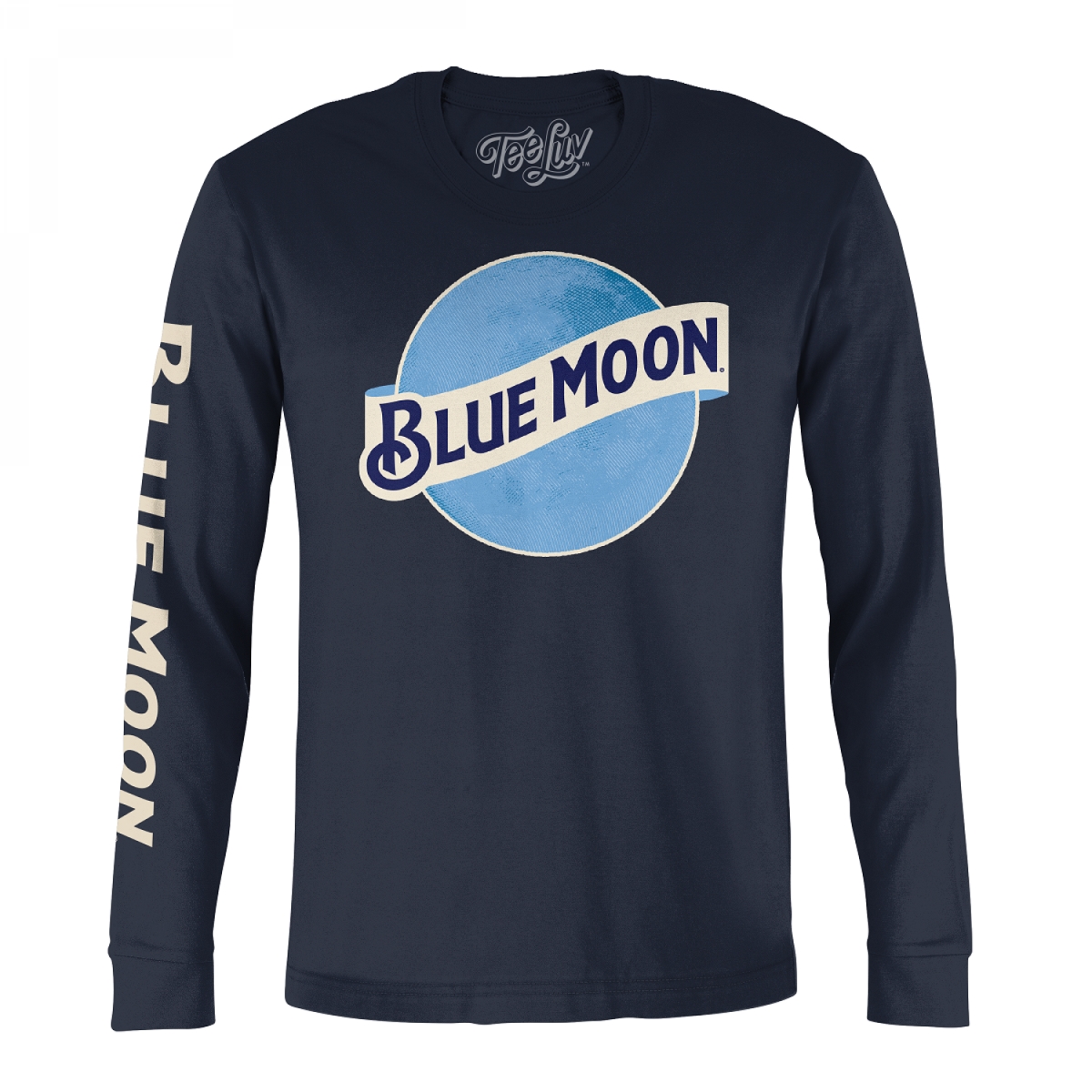 804040-M  Logo Sleeve Print Navy Blue Long Sleeve Shirt - Medium