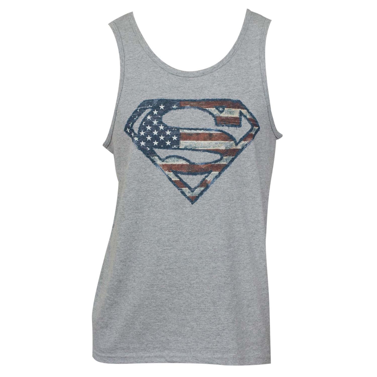 Mens Tank Top with Patriotic Logo, Grey - Large