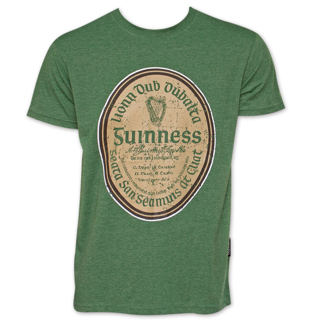 Beer Gaelic Label Heather T-Shirt, Green - Extra Large
