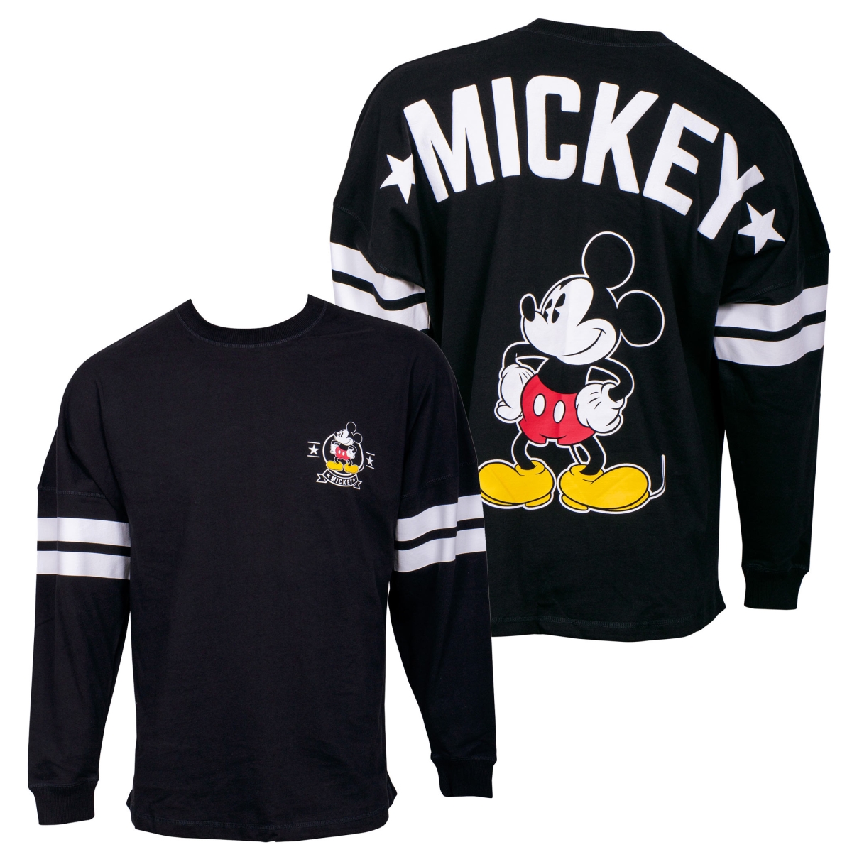 Disney Striped Sleeve Black Long Sleeve Shirt - Extra Large