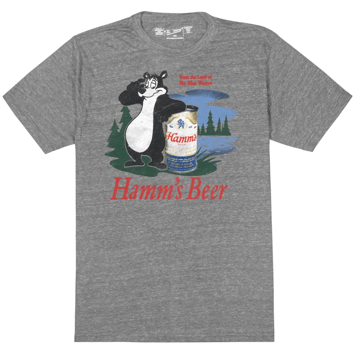 Bear Logo Heather Grey Premium Retro Brand Mens T-Shirt - 2XL