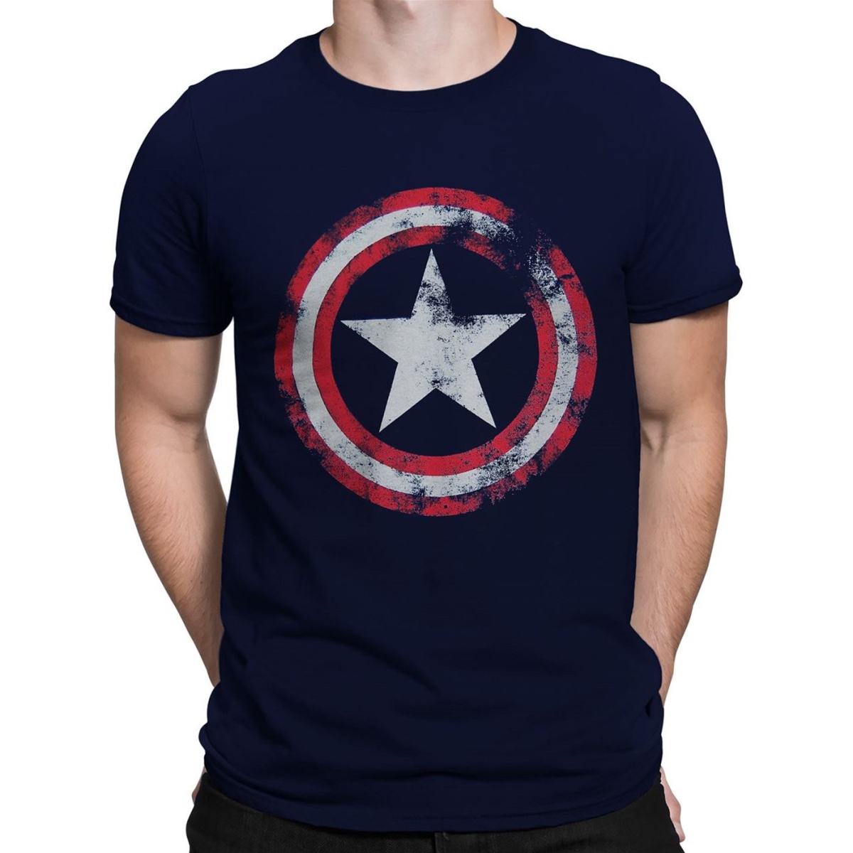 tscapdistshield-5x  Distressed Shield Navy T-Shirt - 5XL